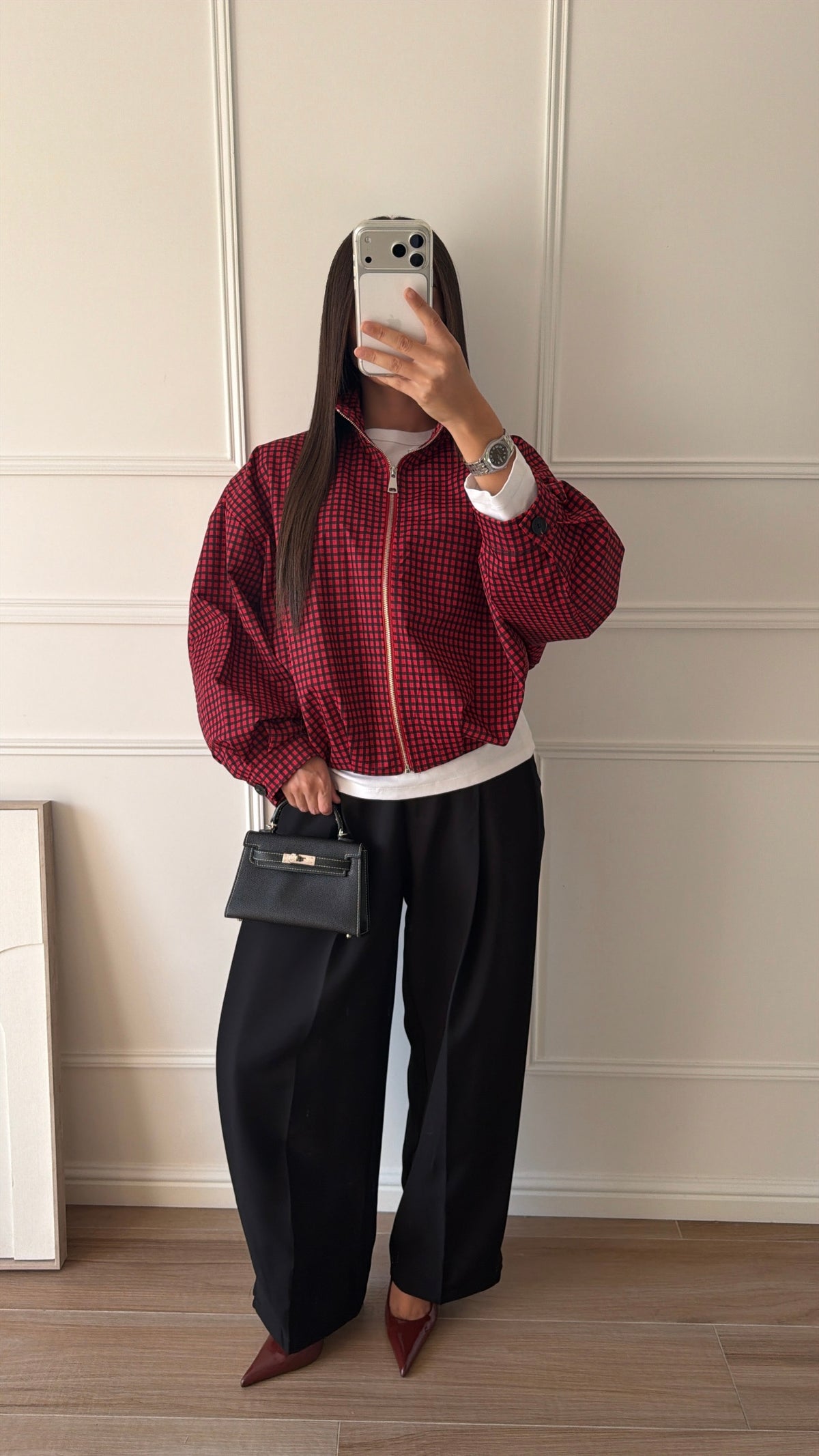 Veste oversize à carreaux LONA [rouge]