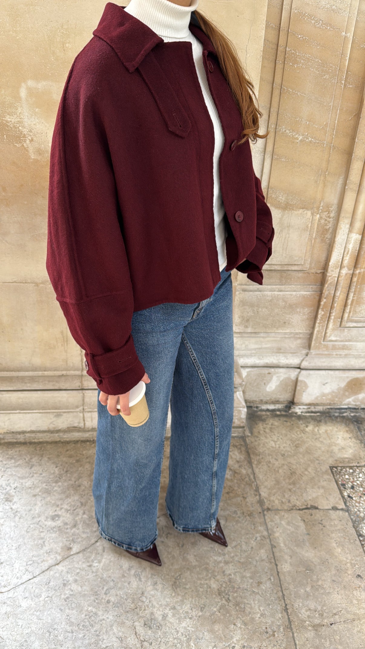 Manteau LOOSE oversize en laine [ bordeaux ]