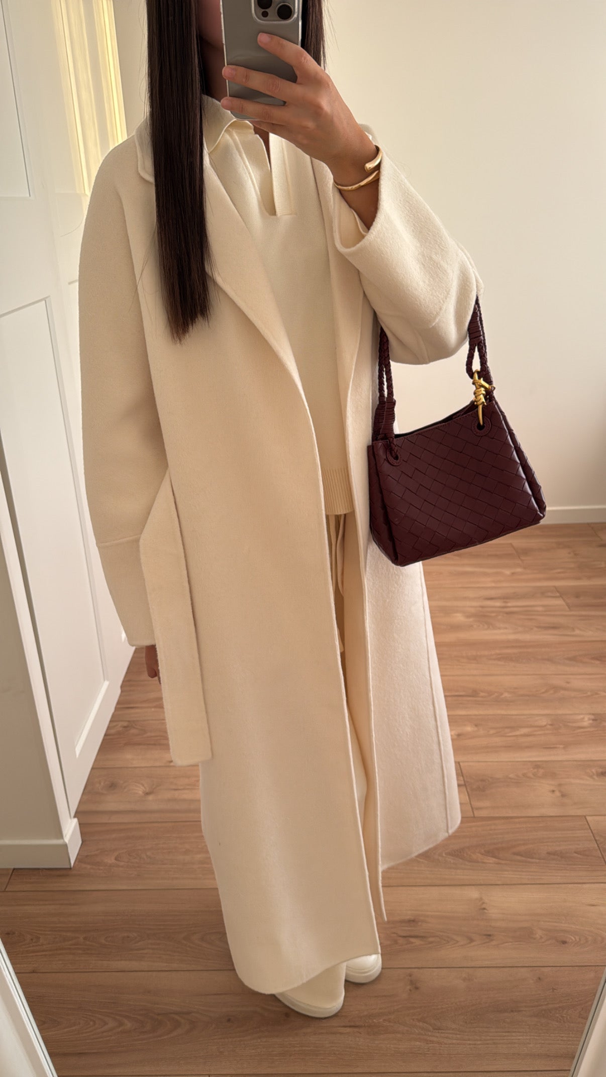 Coat with wool belt [ecru]