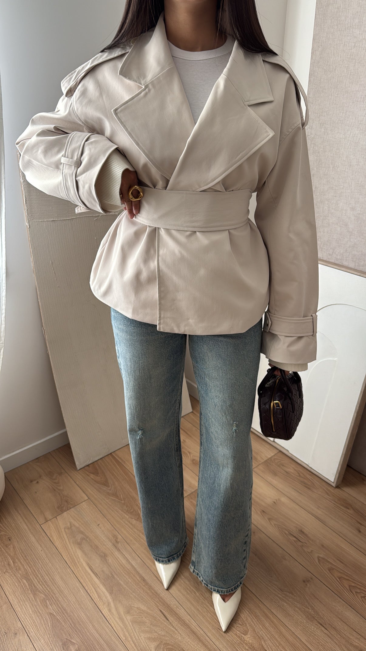 Jean wide leg effet déchiré [bleu délavé]