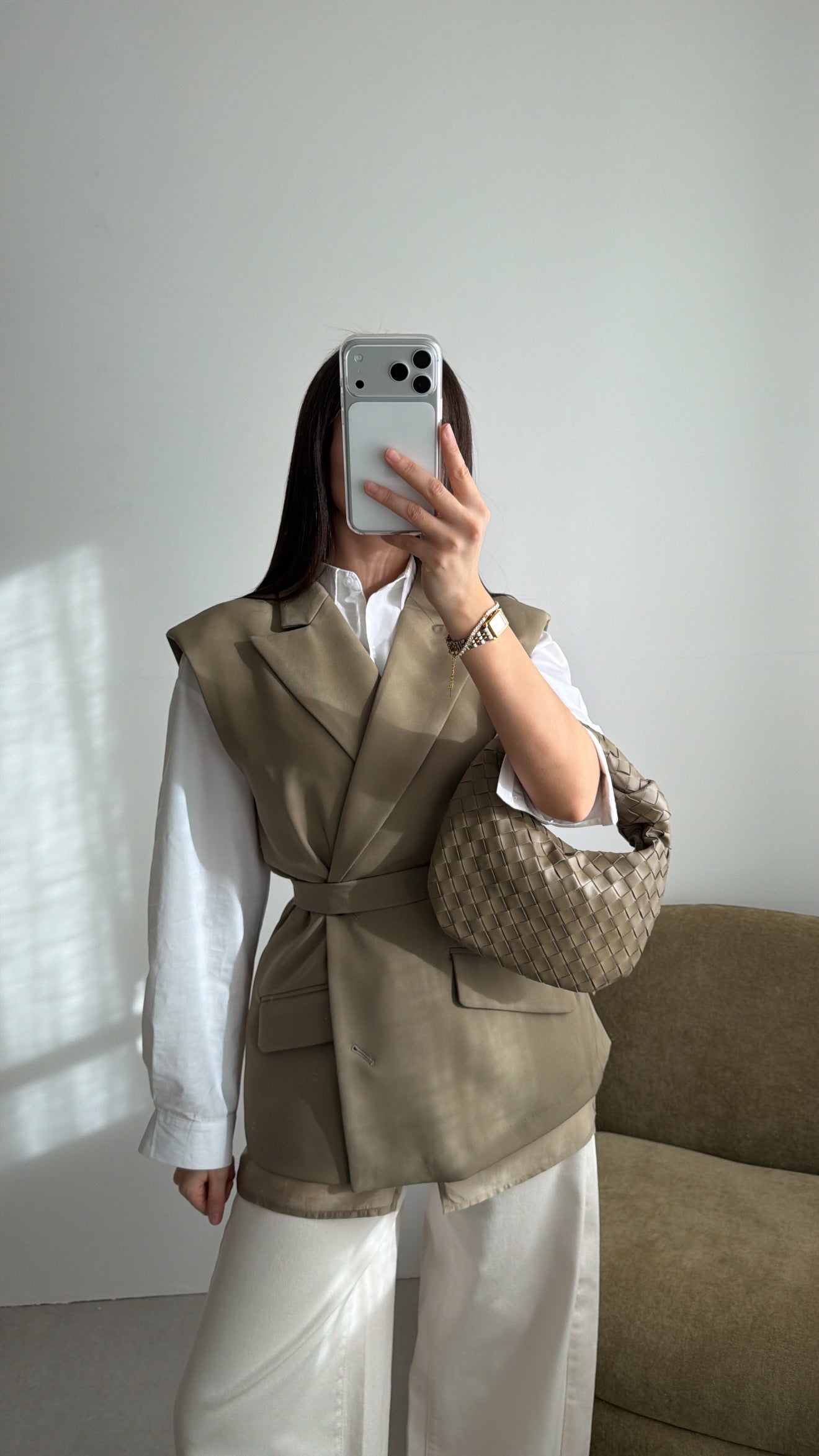 Blazer Layering sans manches [kaki]