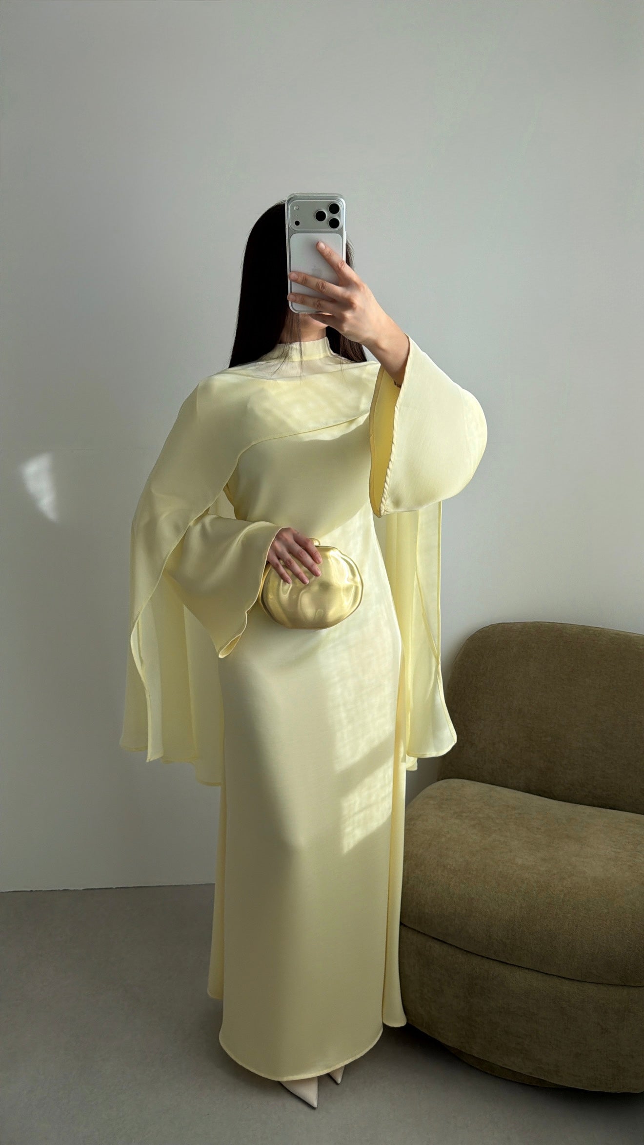 Longue robe à cape NELLA [Jaune]