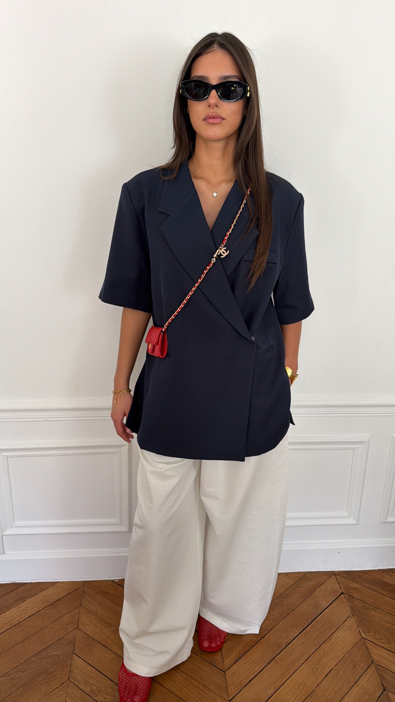 Blazer sans manches oversize [bleu marine]