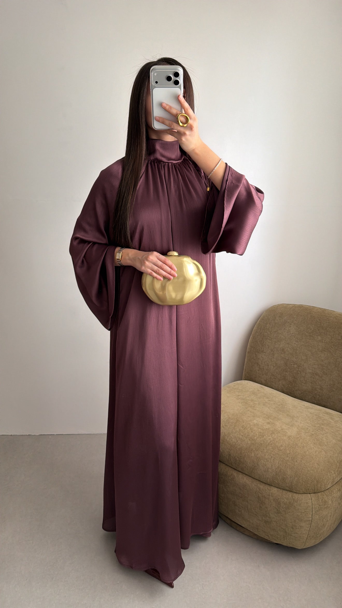 Longue robe à manches amples [burgundy]