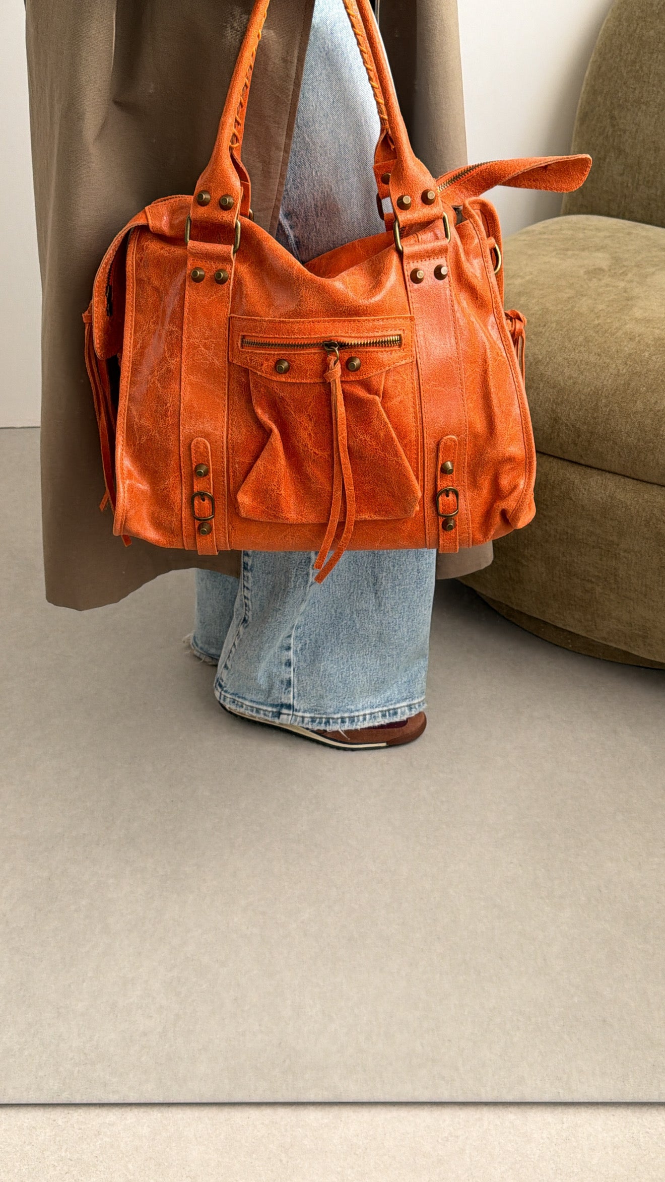 Sac à main en cuir [orange]