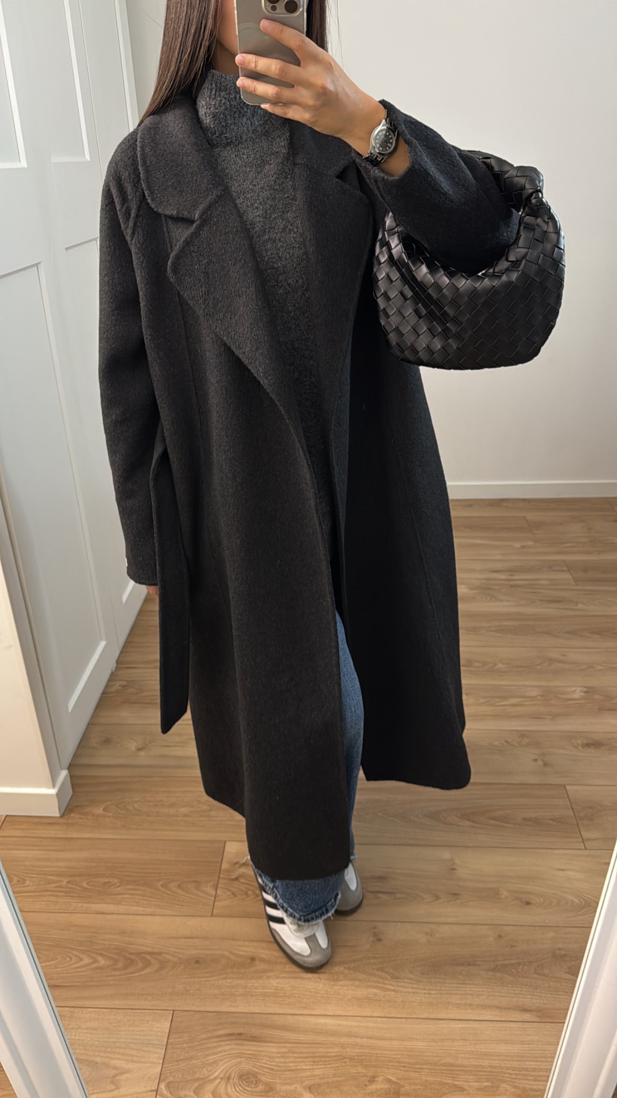 Long manteau en 100% laine [ gris - hand made ]