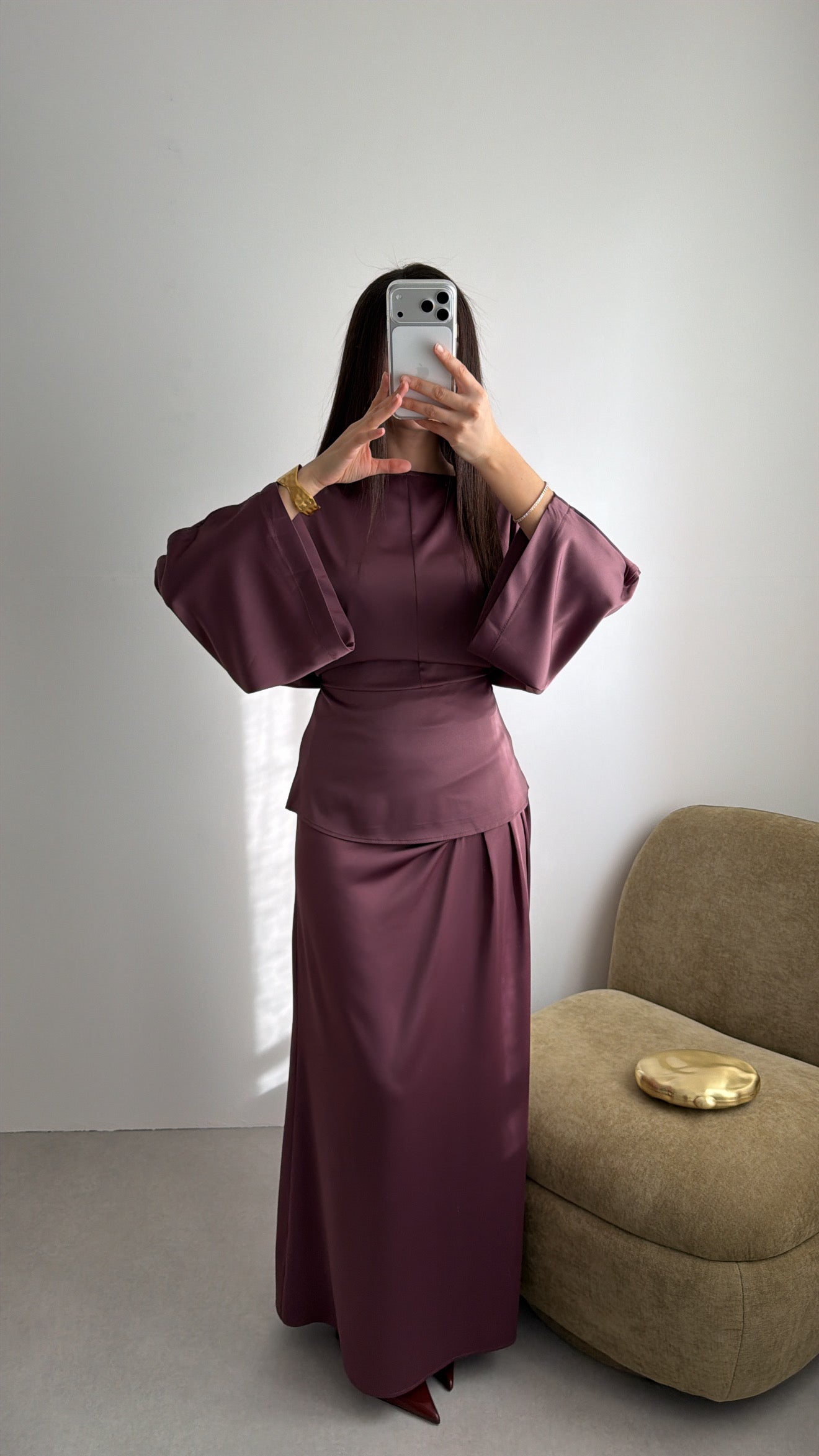 Top cintré à manches amples EMRA [prune]