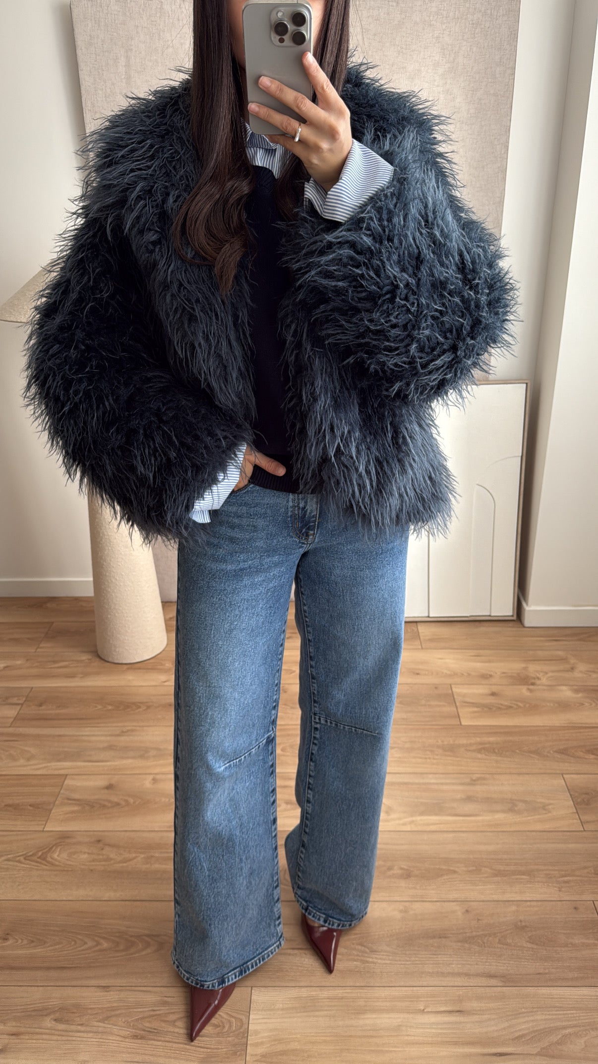 Veste en fausse fourrure [bleu]