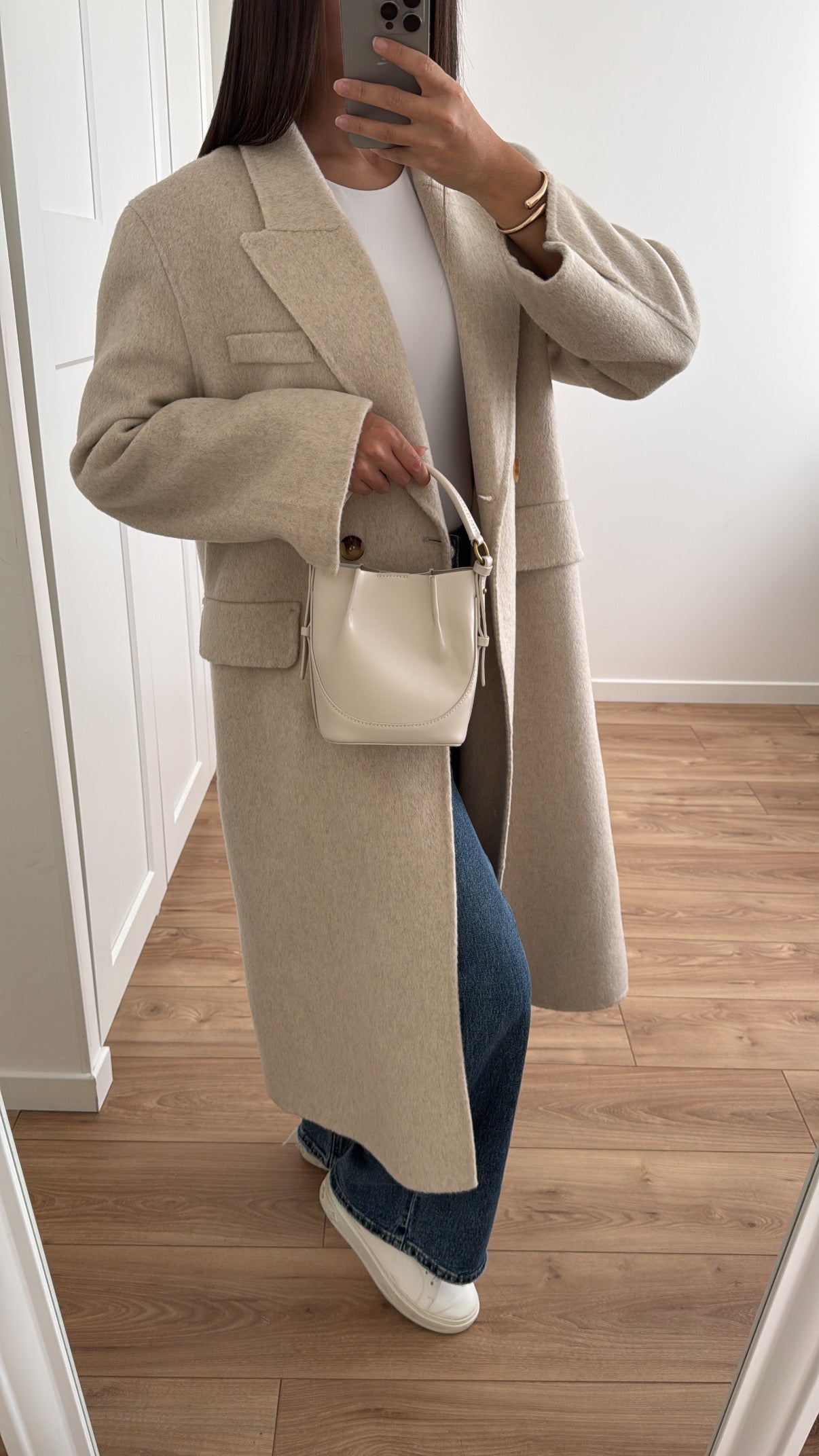 Long manteau CREAM en laine [ beige ]