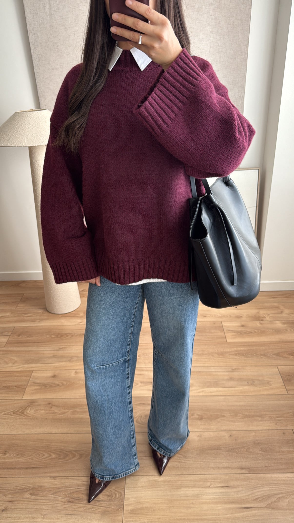 Pull manches amples à col montant ELEN [bordeaux]