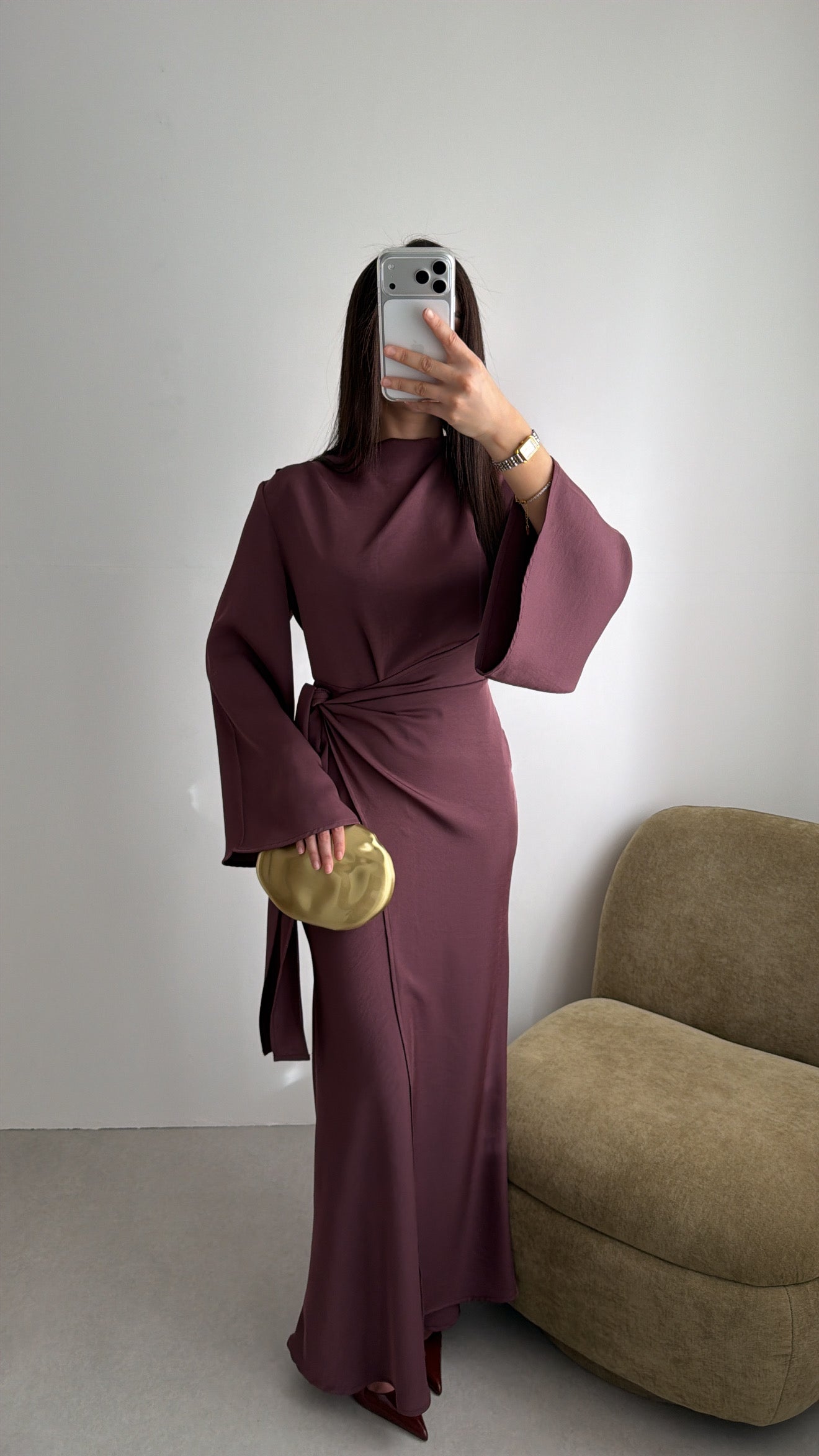 Longue robe portefeuille ACACIA [prune]