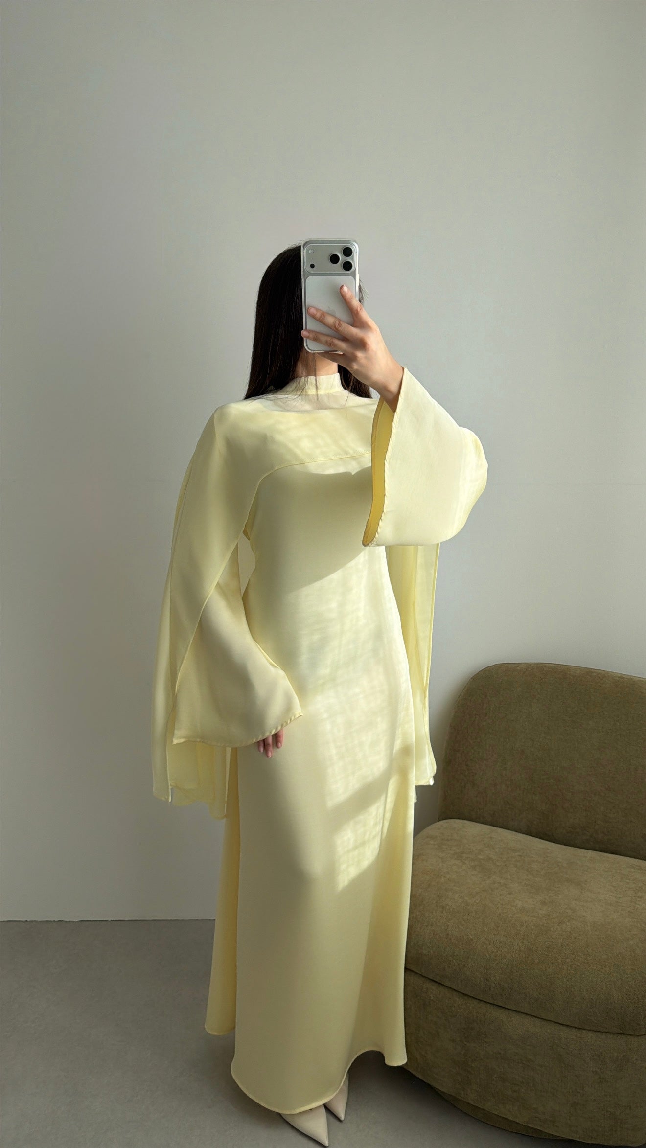 Longue robe à cape NELLA [Jaune]