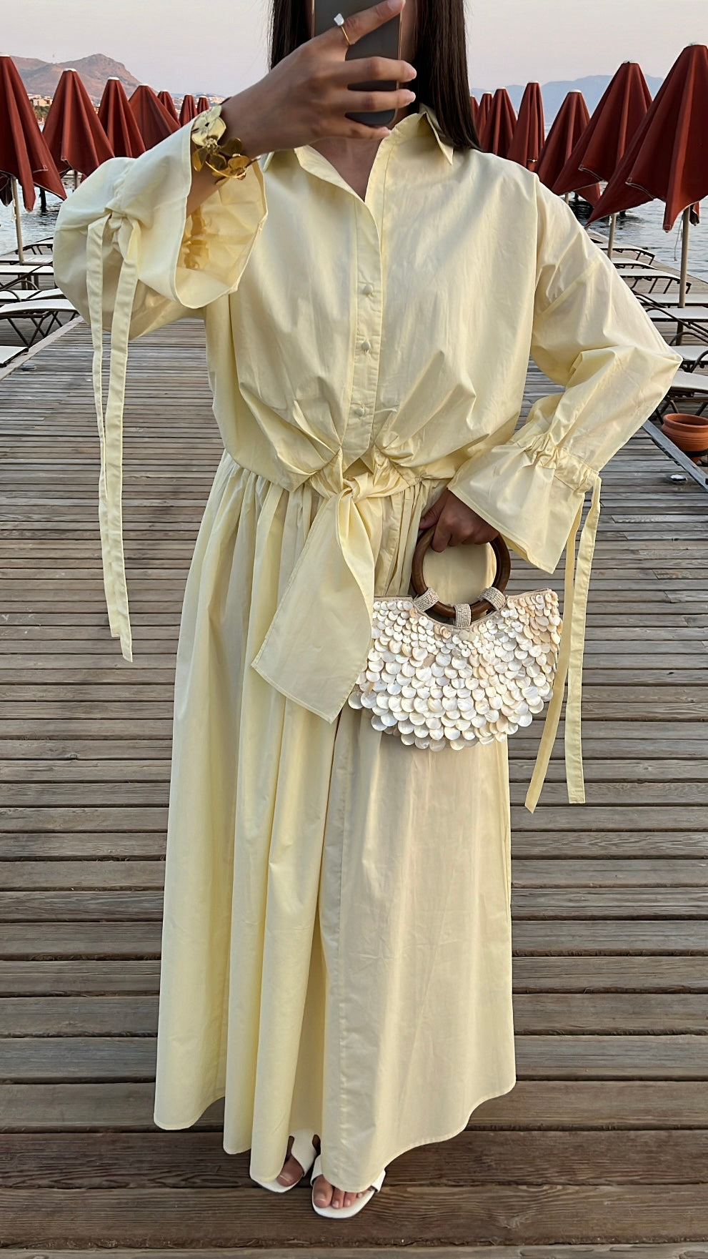 Chemise à noeud [ jaune pastel ]