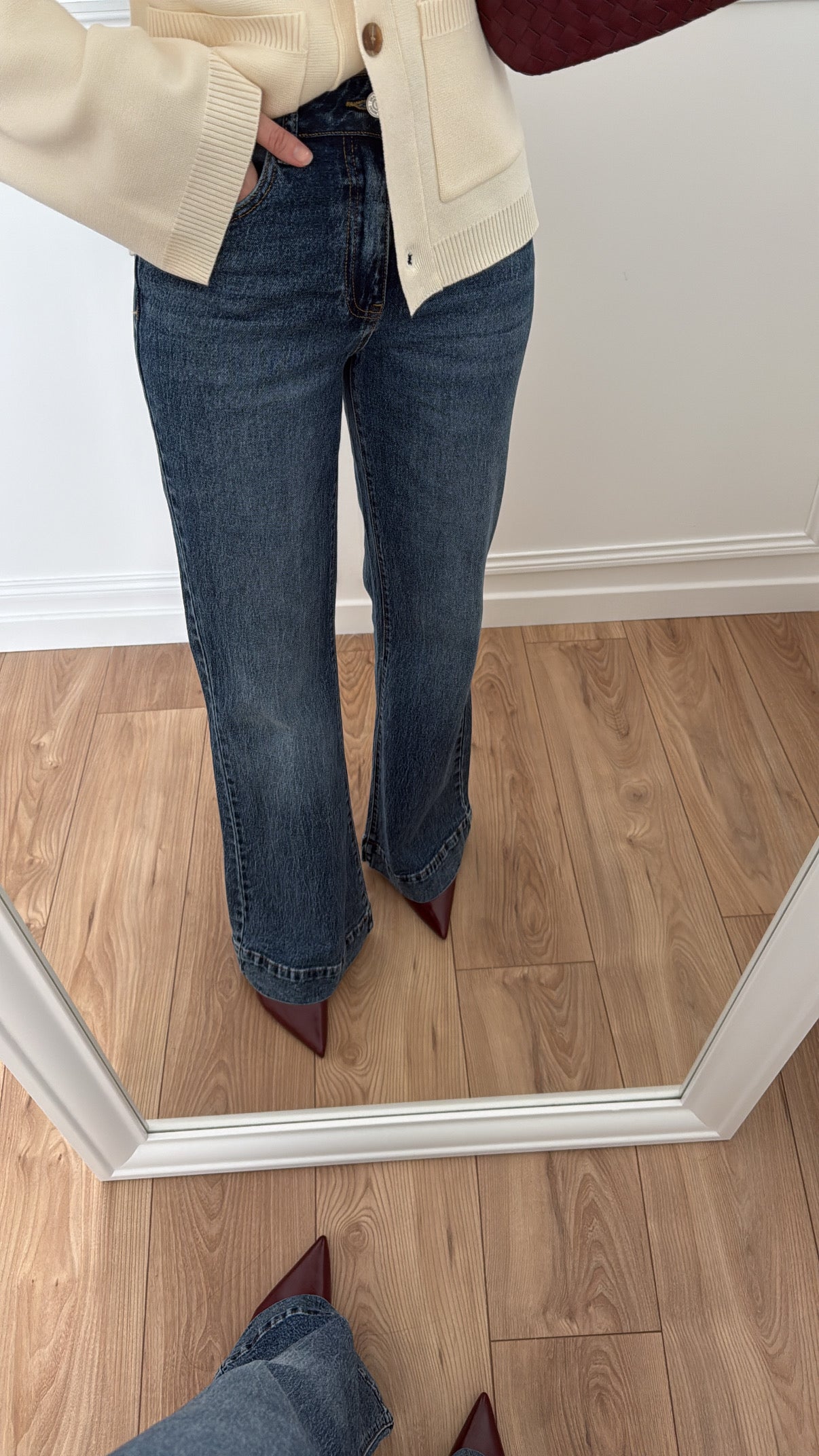 Mid straight cut jeans [dark blue]