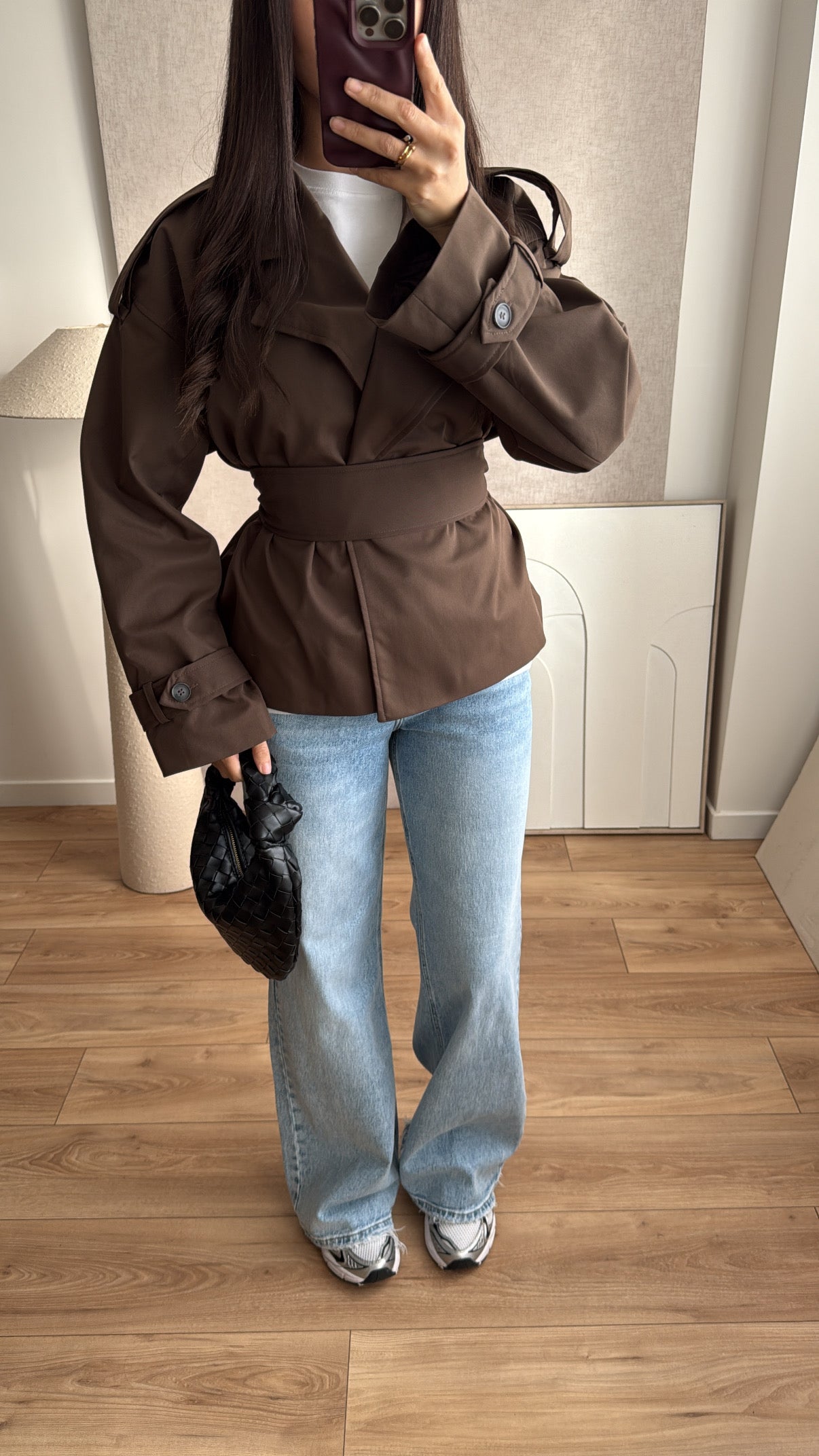 Kurzer Trenchcoat [dunkelbeige]