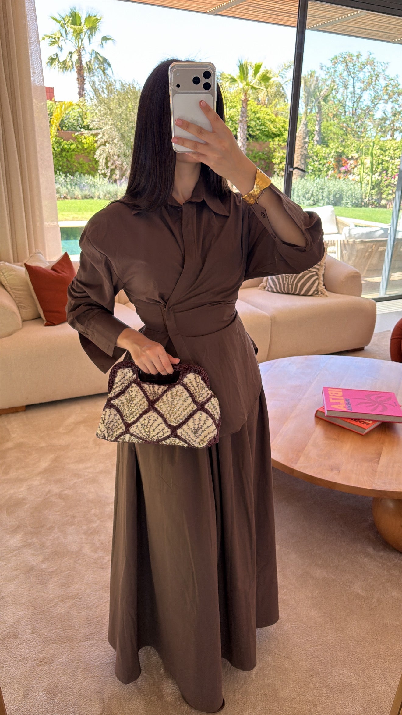 Ensemble jupe patineuse et chemise cintrée [marron]