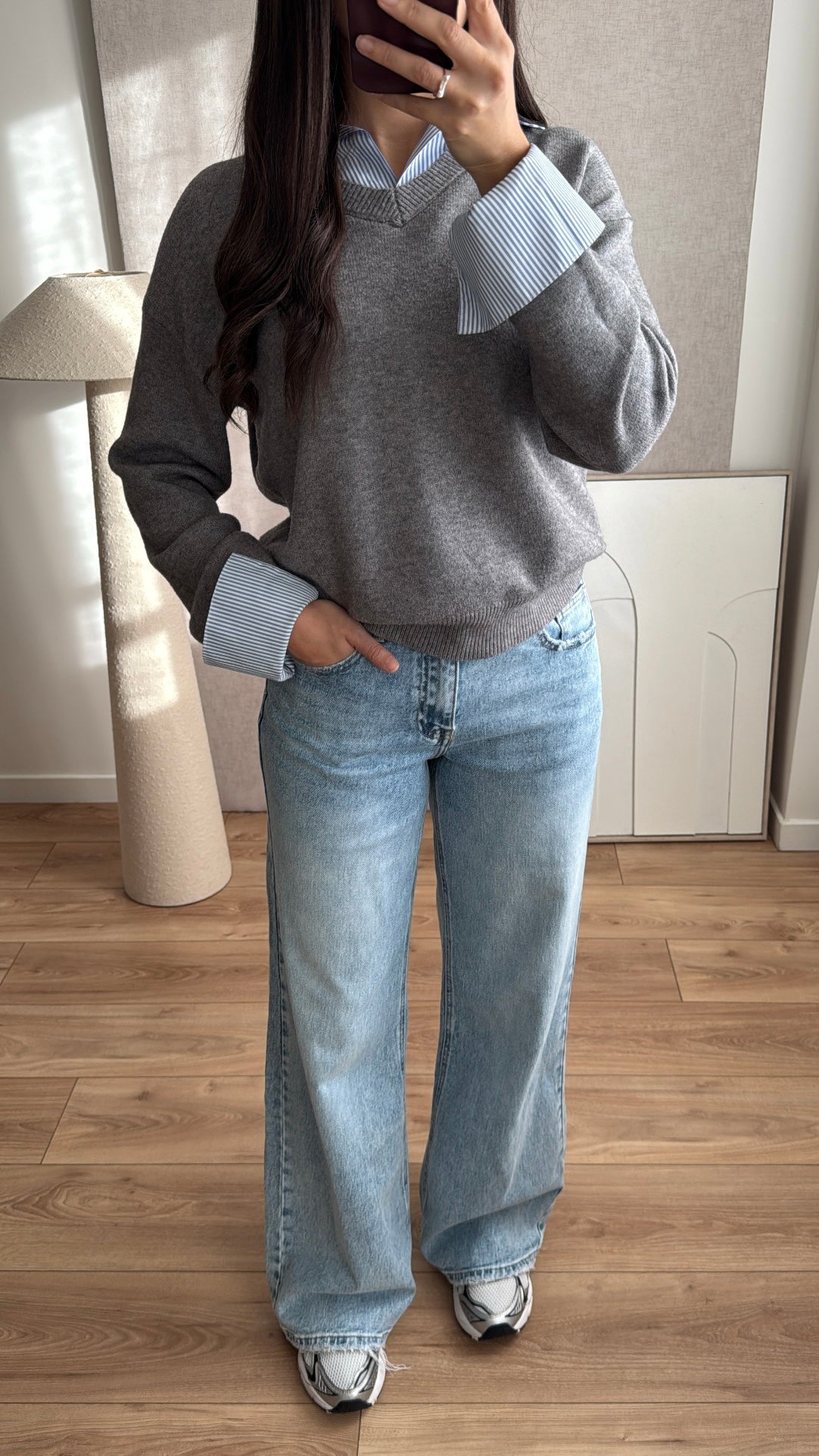 Pull chemise casual [gris]