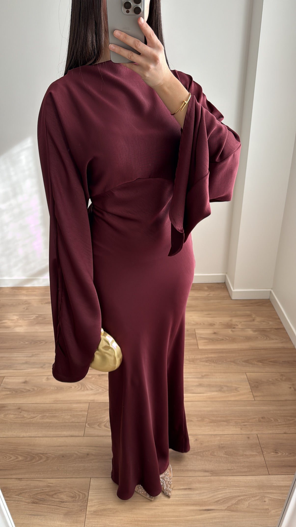 Long fitted dress [dark brown]