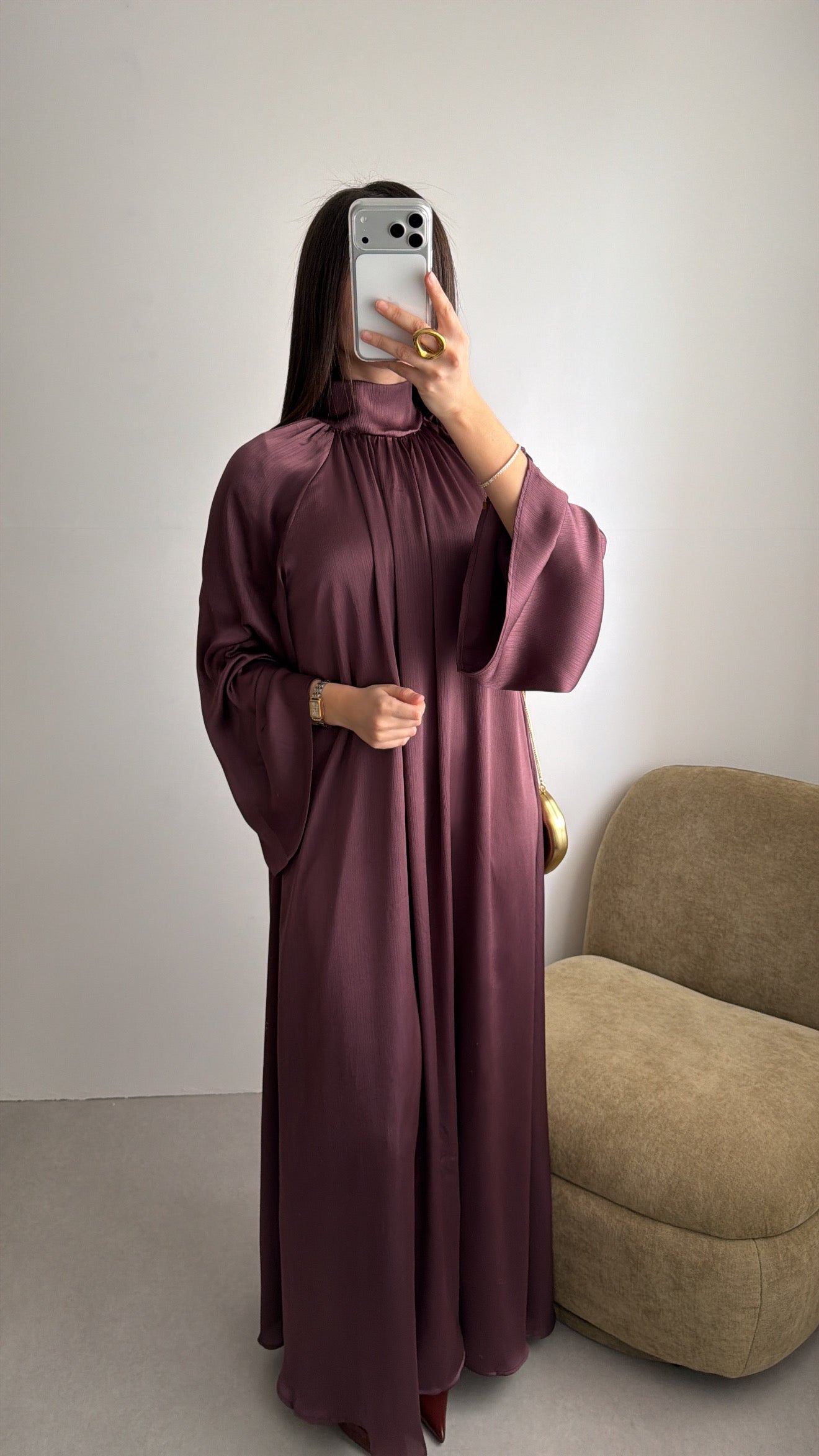 Longue robe à manches amples [burgundy]