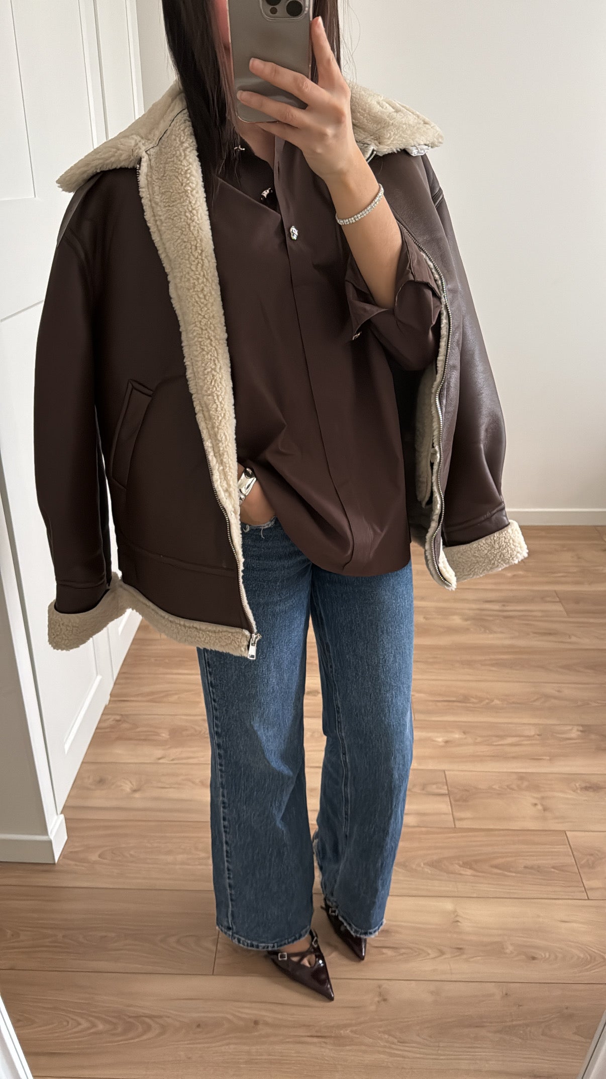 Blouson col à revers [ marron ]