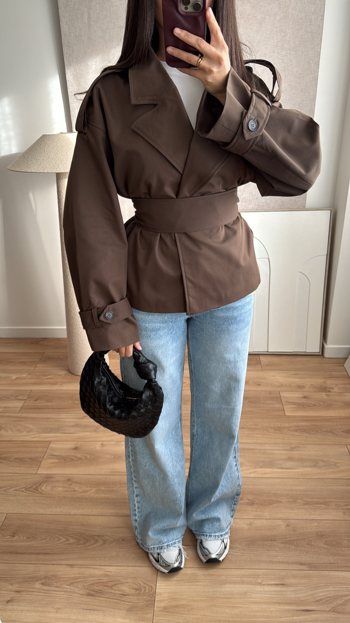 Kurzer Trenchcoat [dunkelbeige]