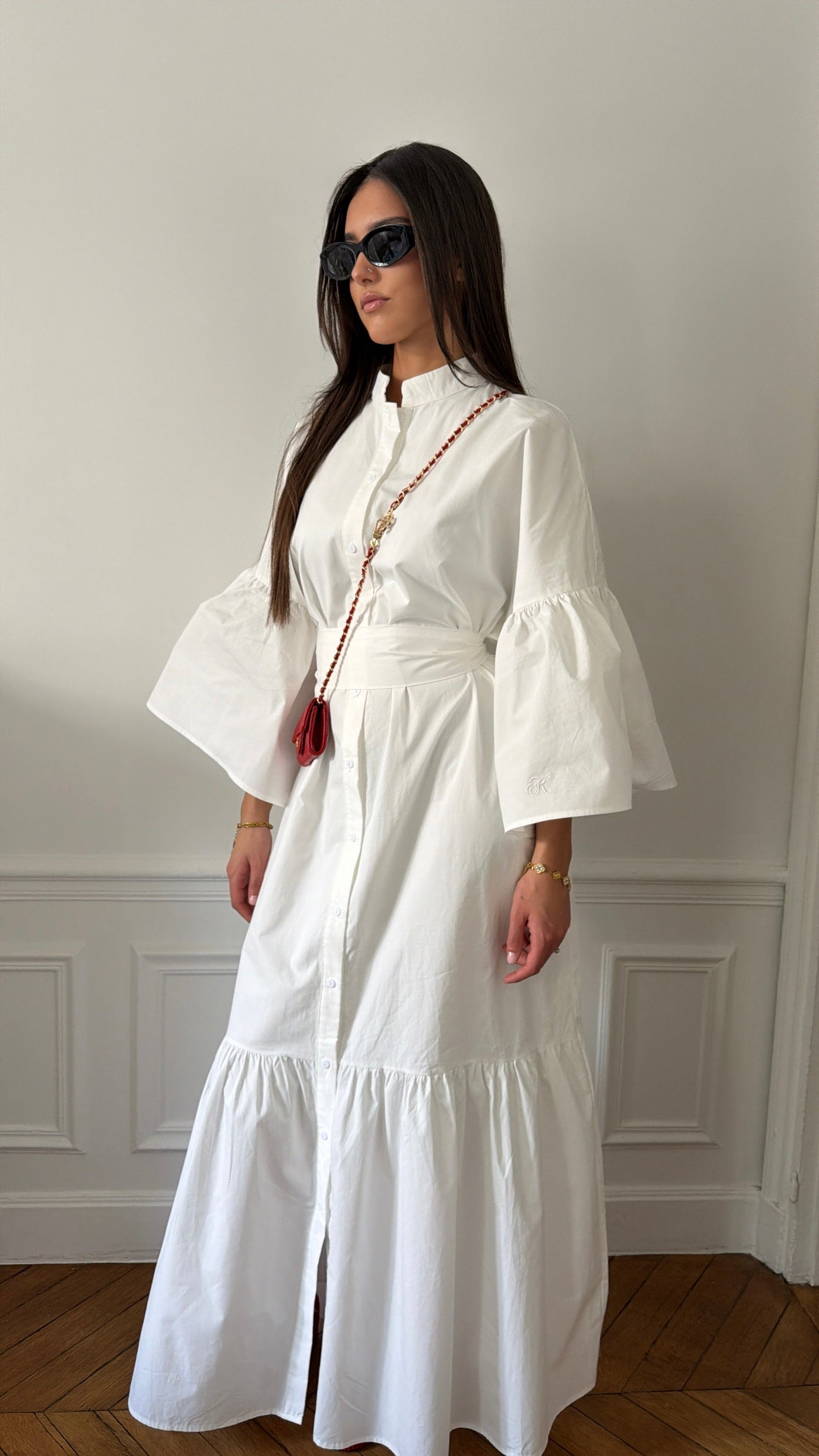 Robe longue loose en coton [blanc]