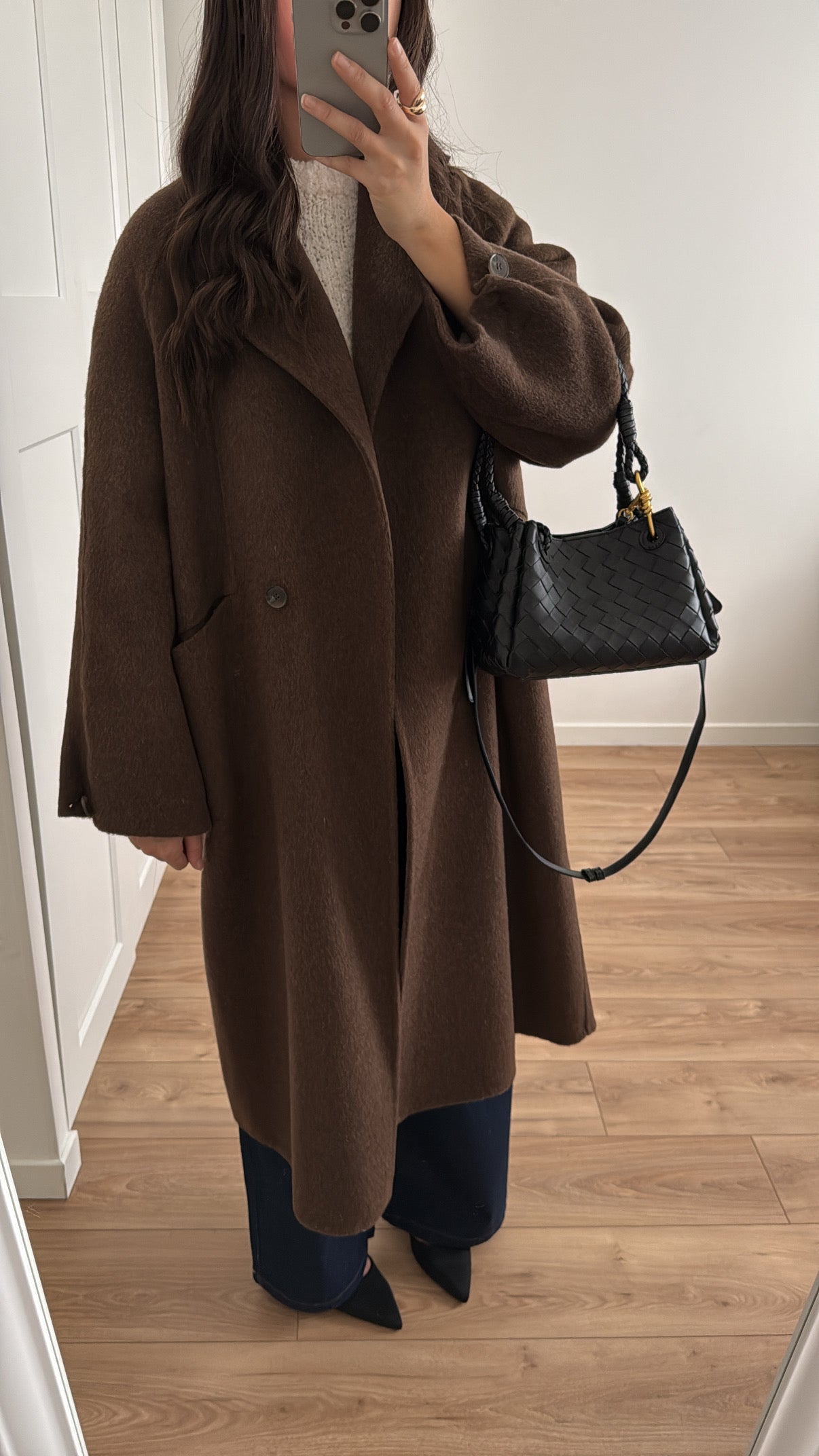 Long manteau en 100% laine [ ÉCHARPE - MARRON ]