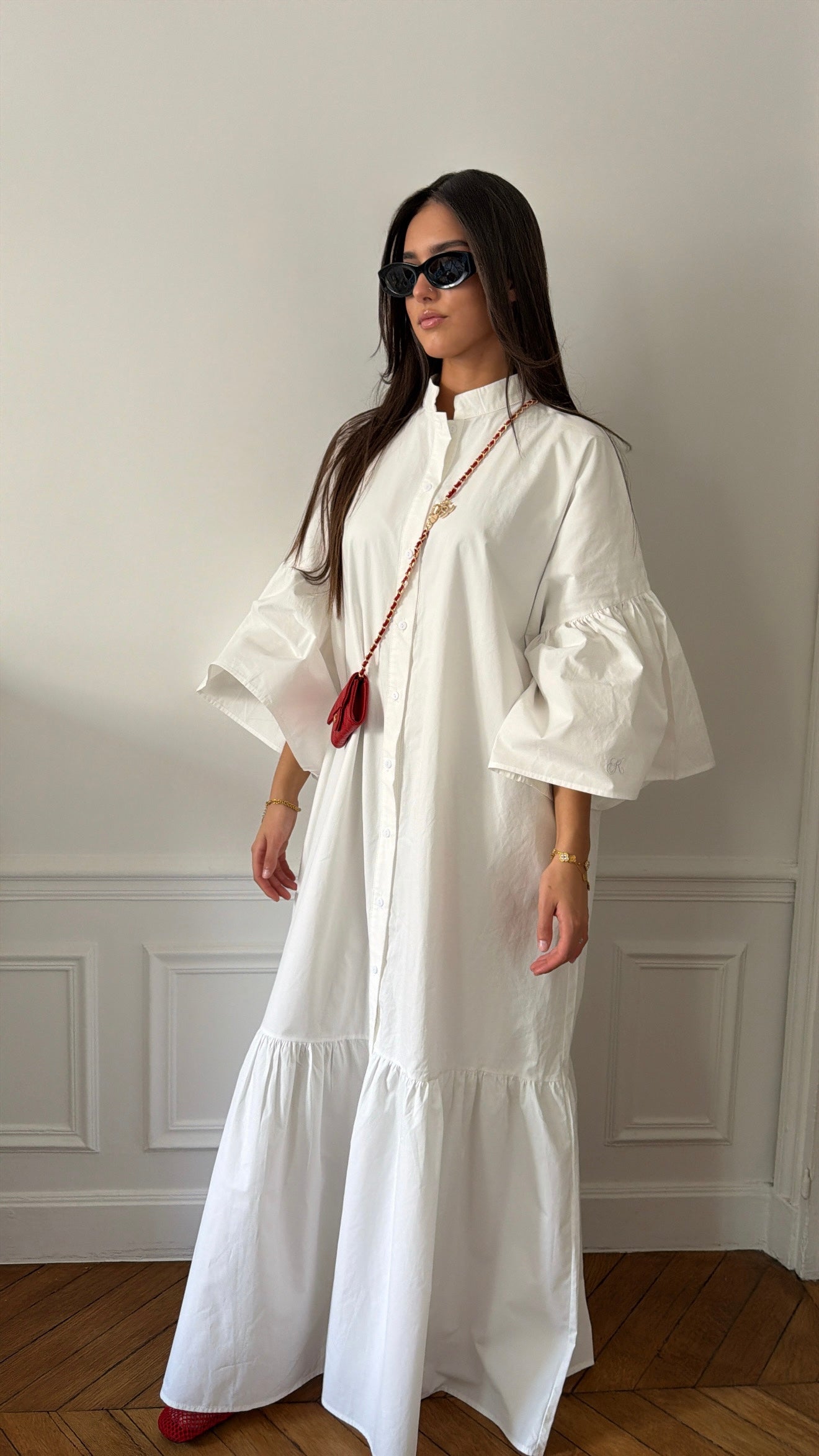 Robe longue loose en coton [blanc]