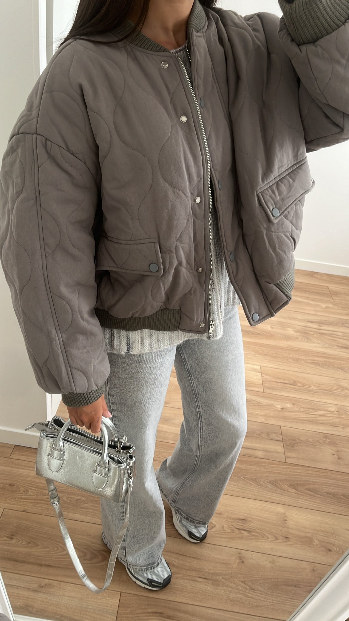 Bomber matelassé gris anthracite