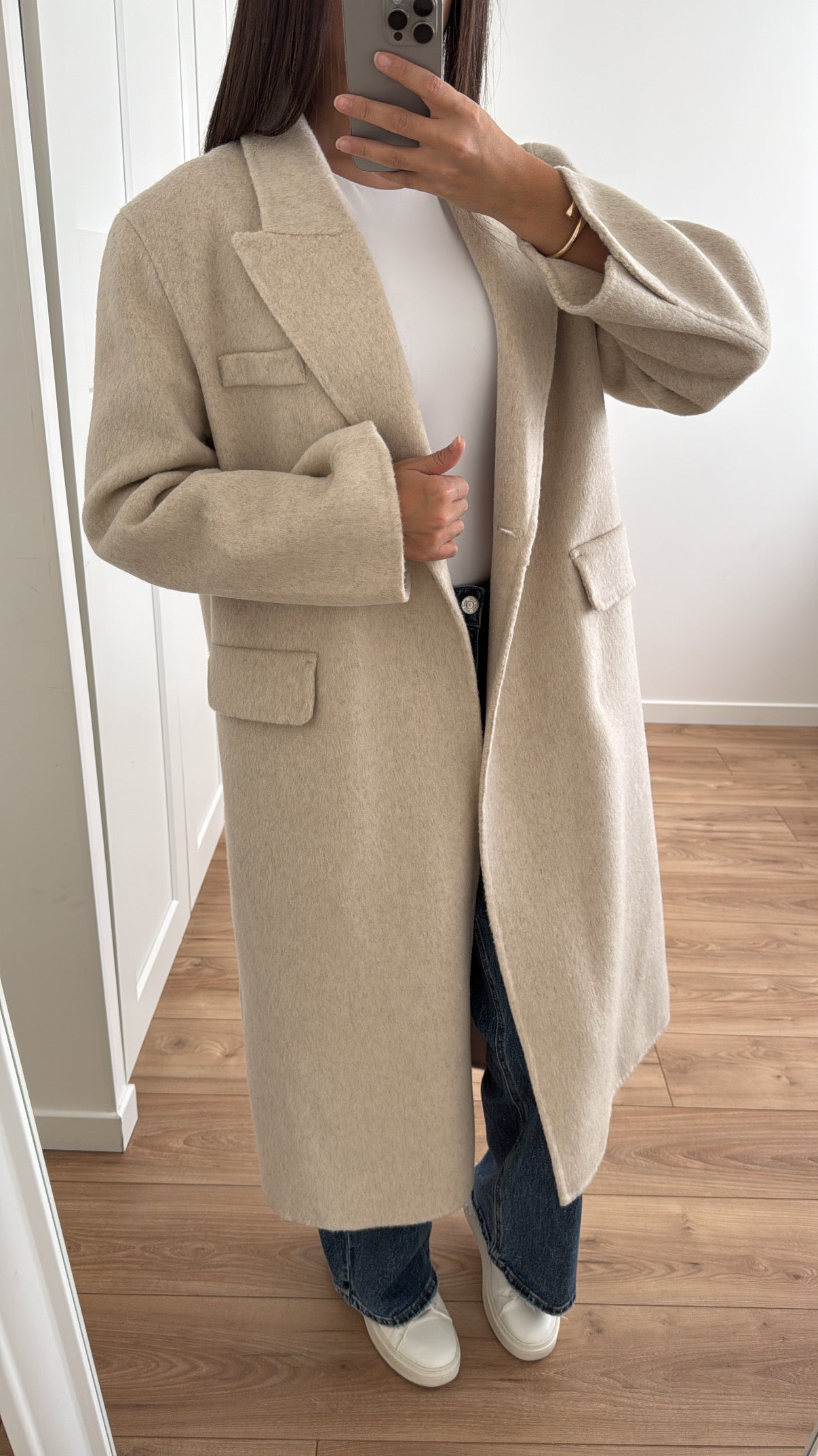 Long manteau CREAM en laine [ beige ]