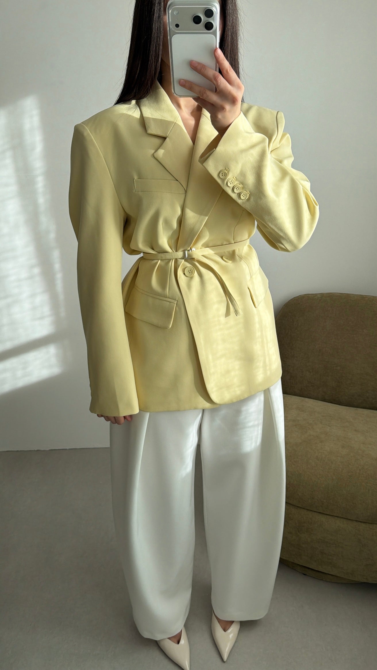 Pantalon ample élégant [blanc]