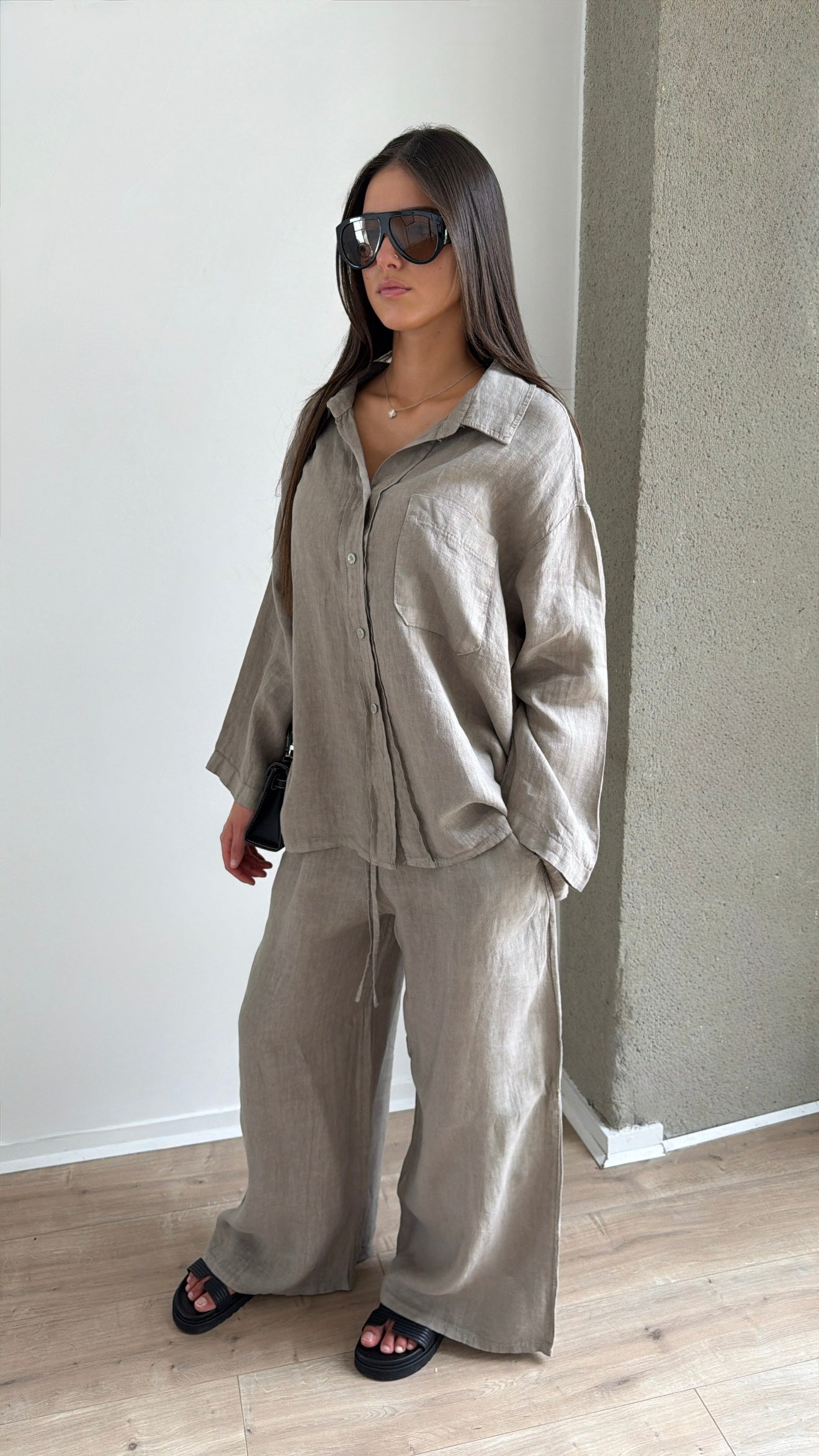 100% linen set [taupe]