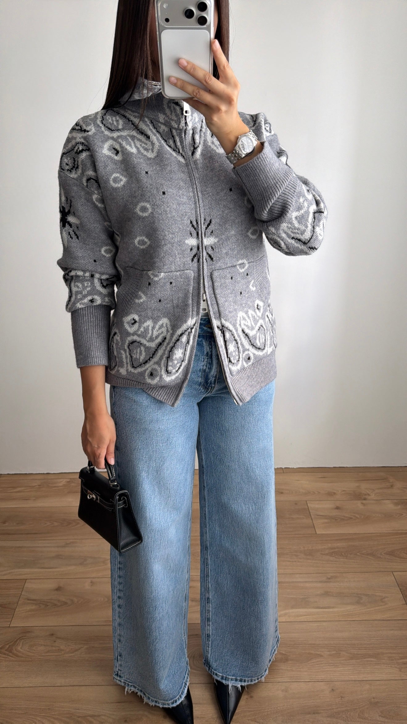 ELEN high-neck sweater with wide sleeves [Burgundy]