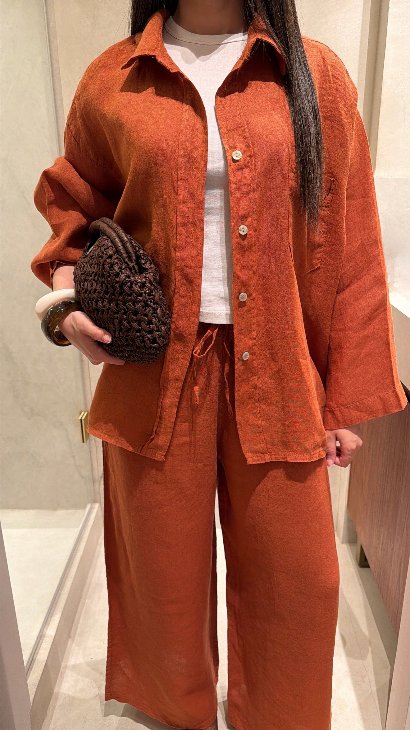 Ensemble en 100% lin [terracotta]