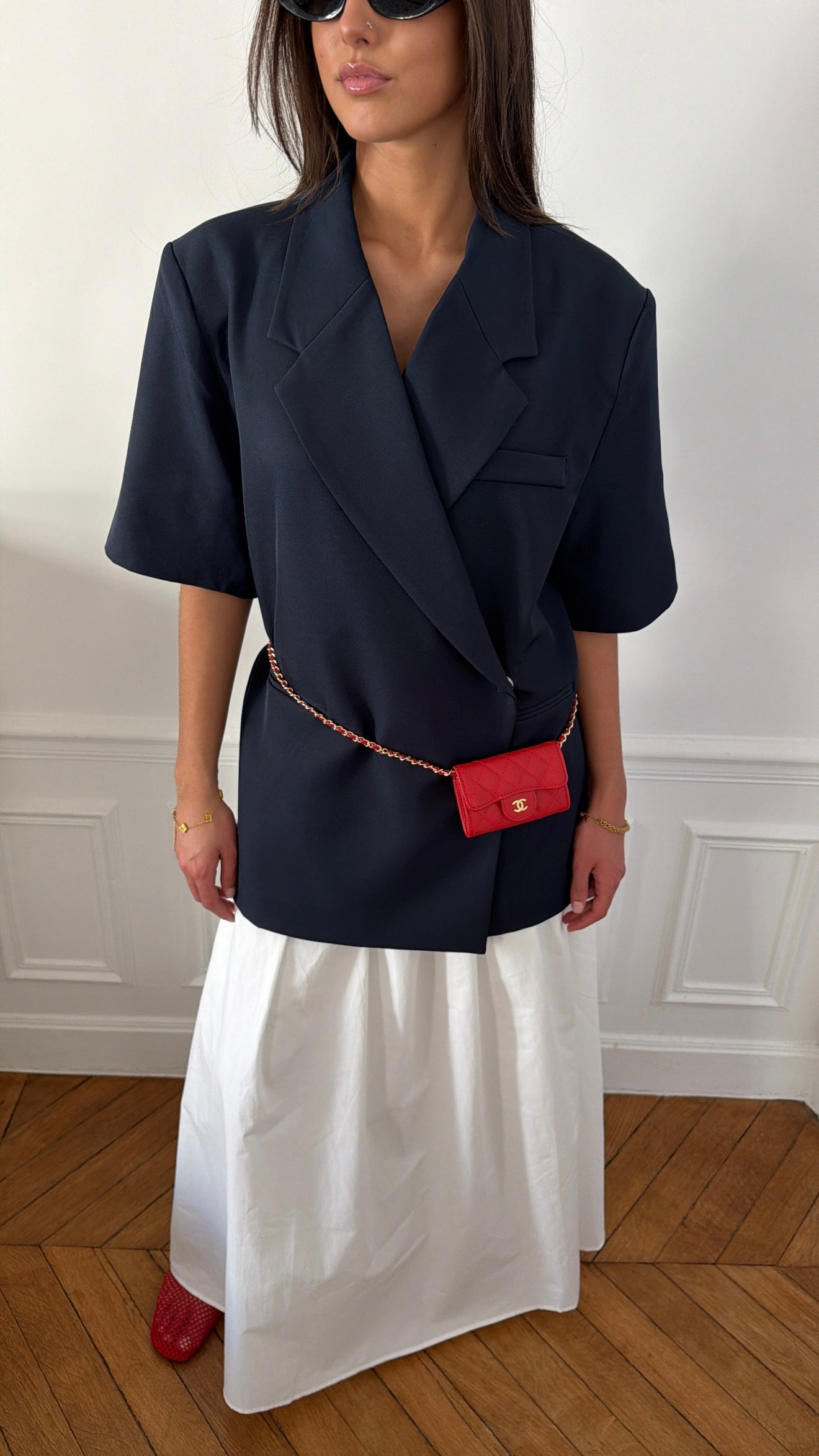 Blazer sans manches oversize [bleu marine]