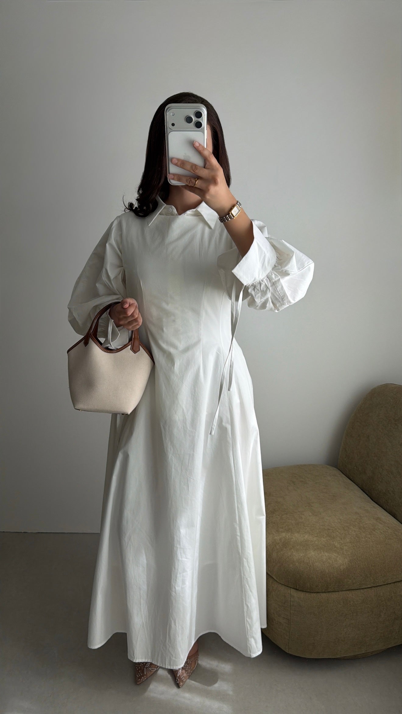 Sleeveless long dress [white]