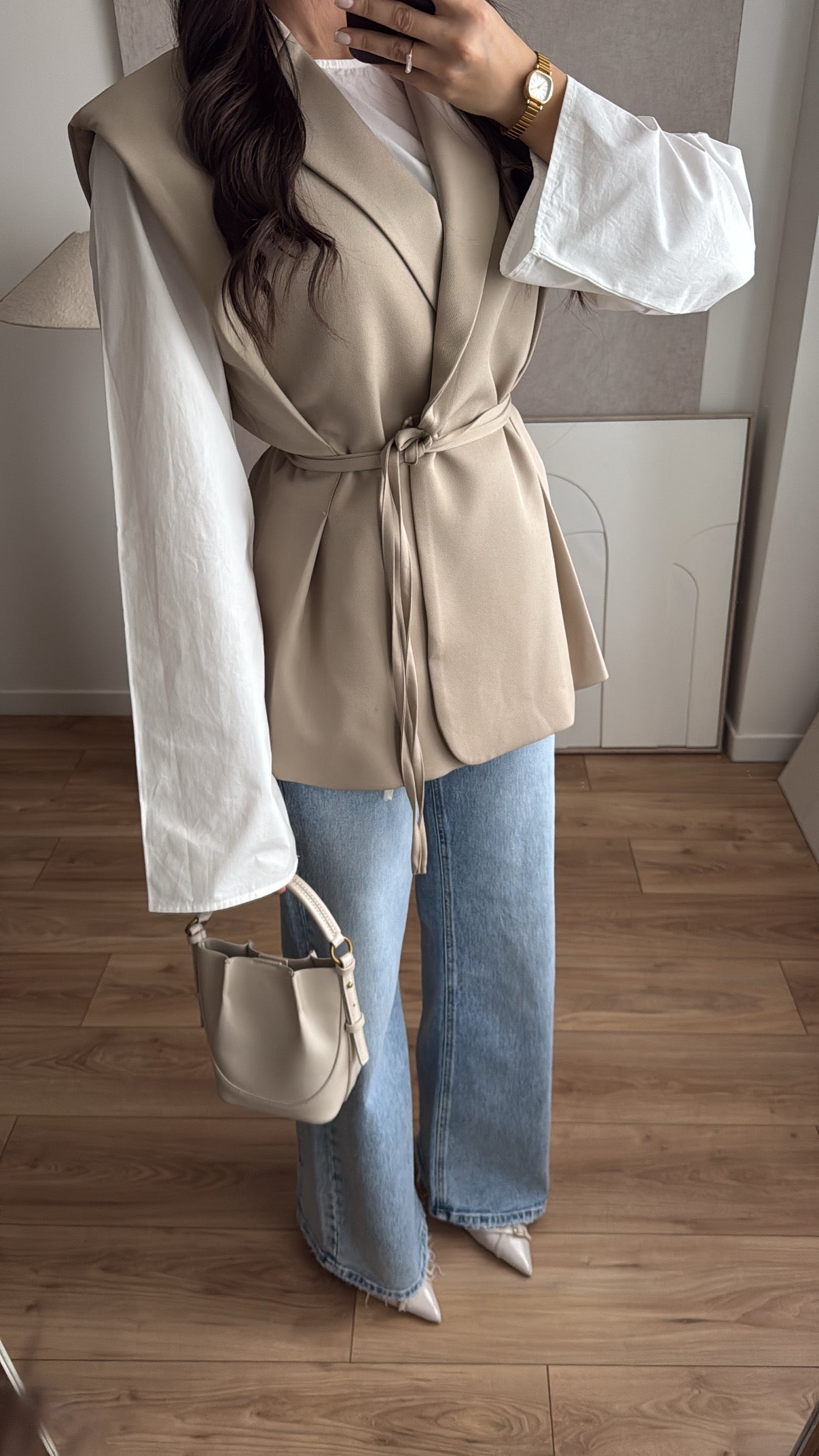 Chemise à manche évasée en coton [blanc]