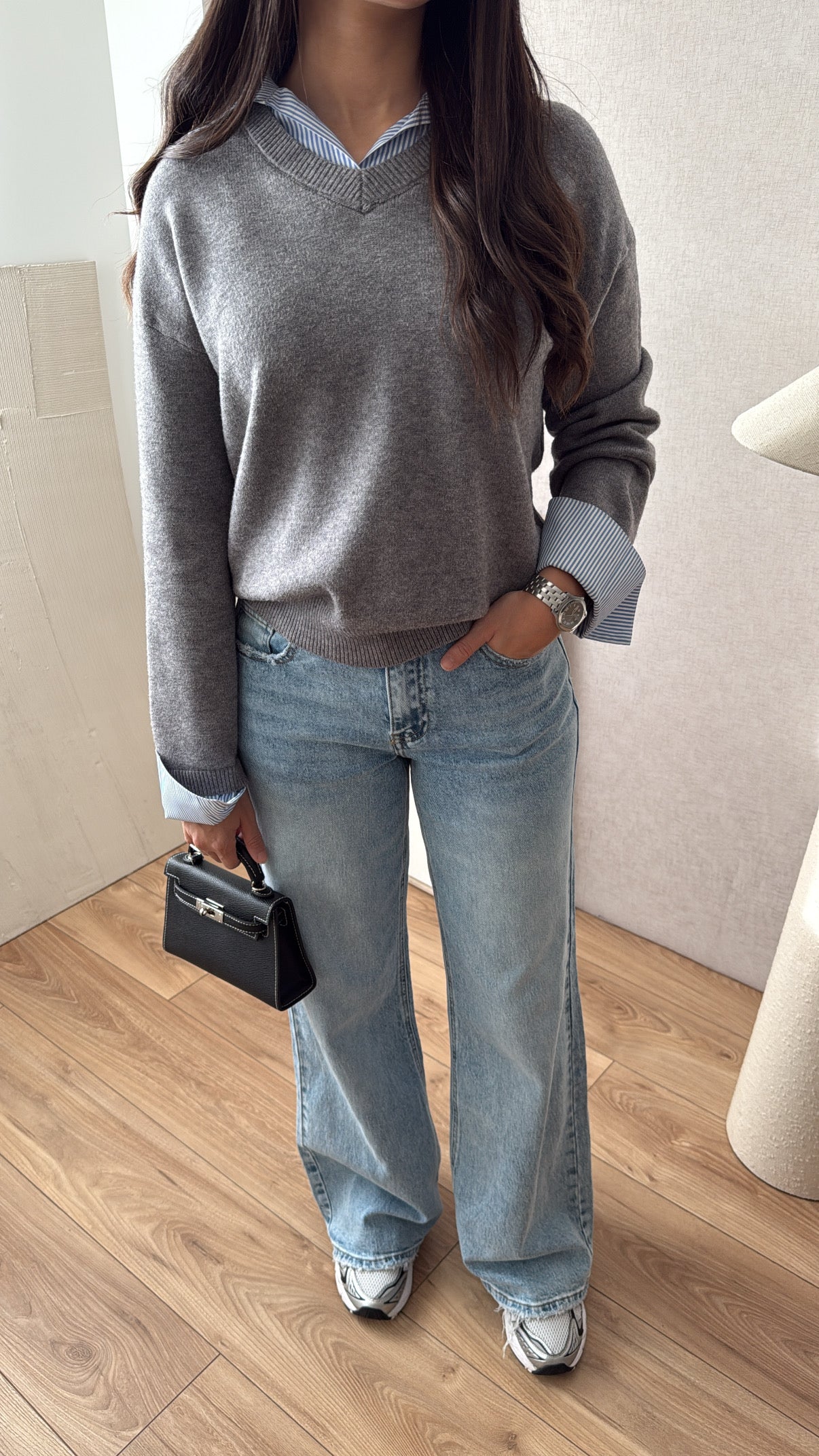 Pull chemise casual [gris]