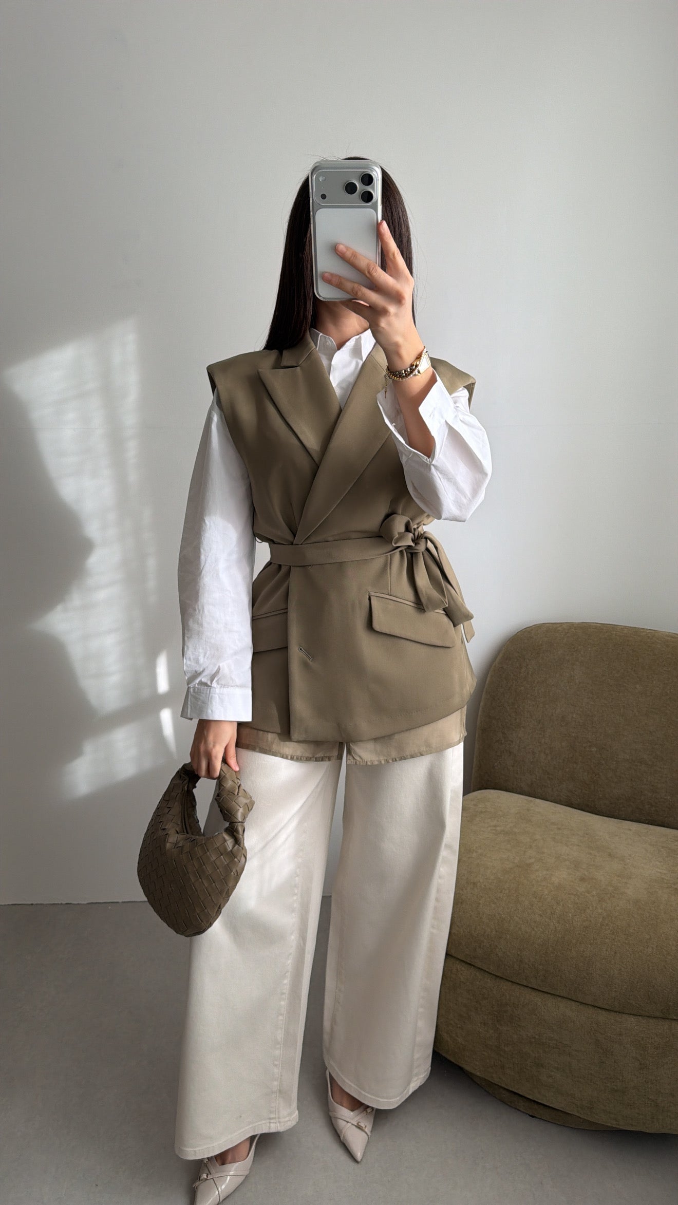 Blazer Layering sans manches [kaki]