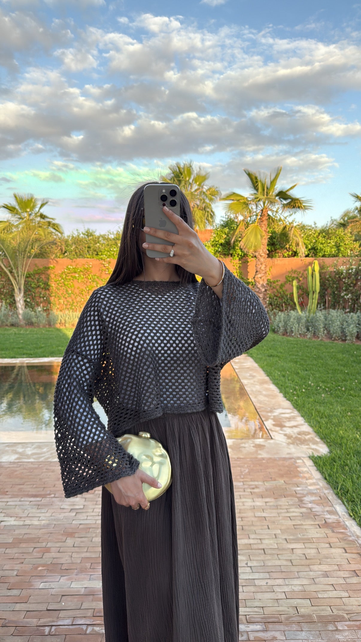 Top crochet [marron / doré ]