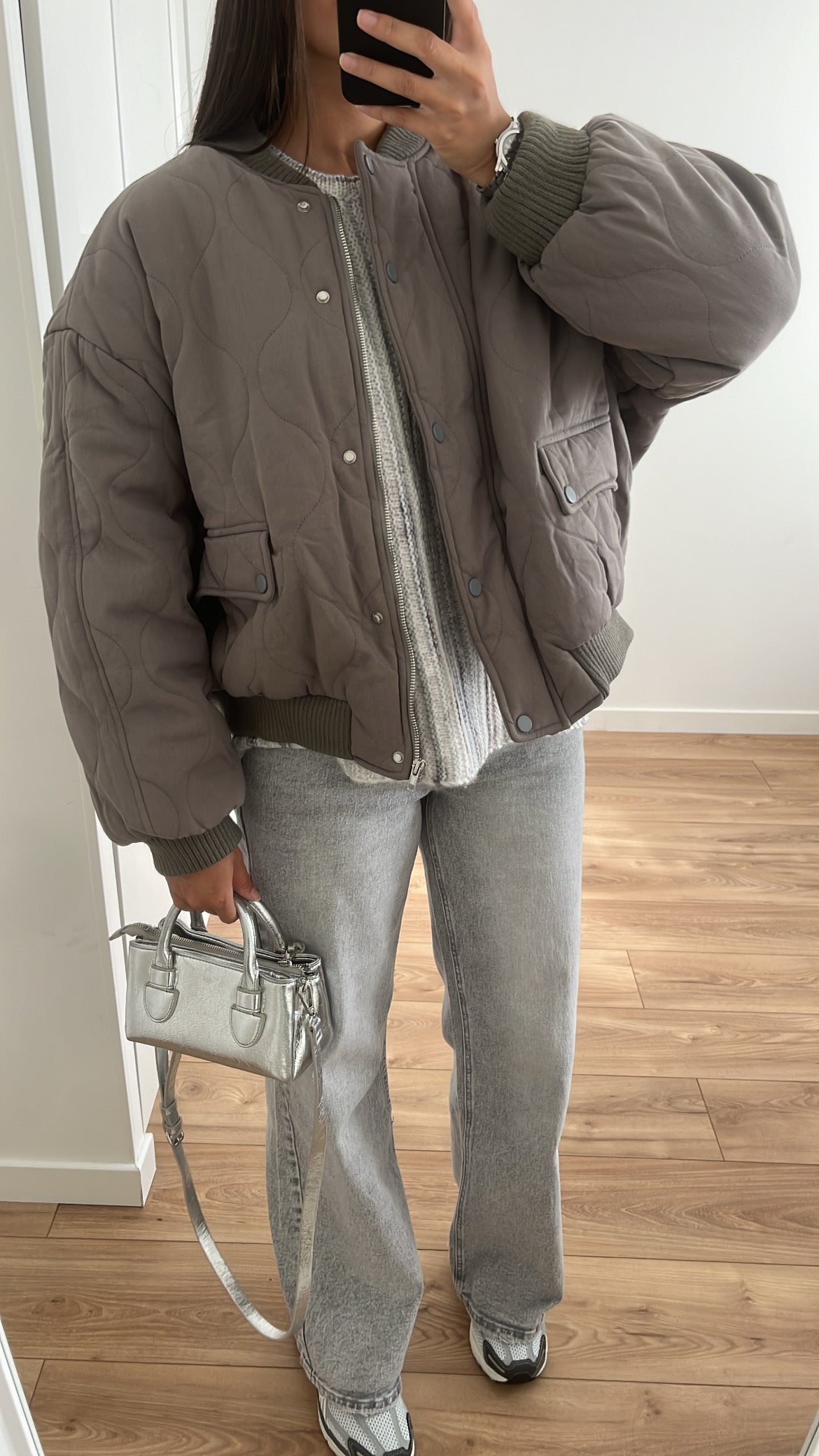 Bomber matelassé gris anthracite