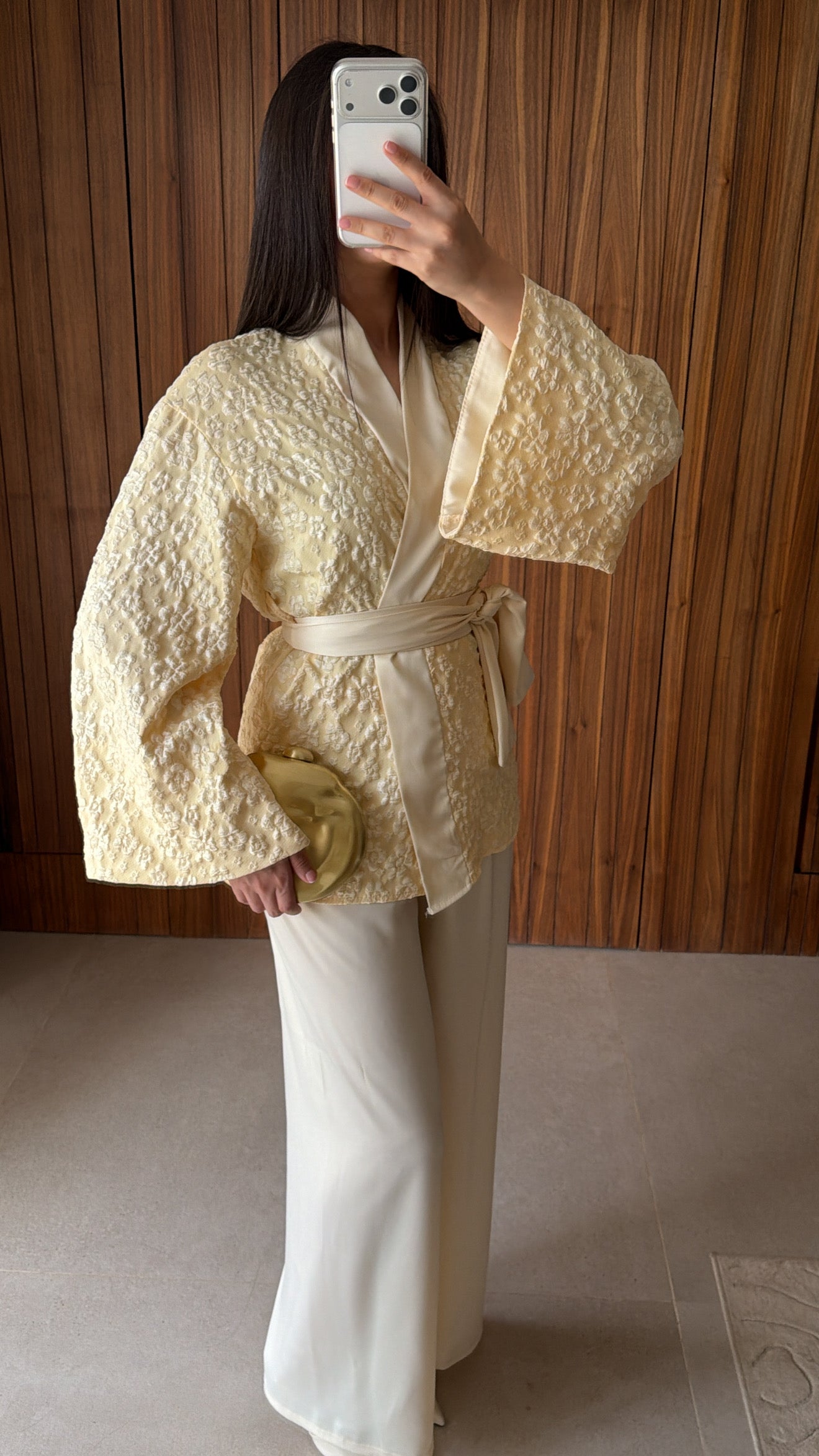 Ensemble kimono à fleurs [jaune]