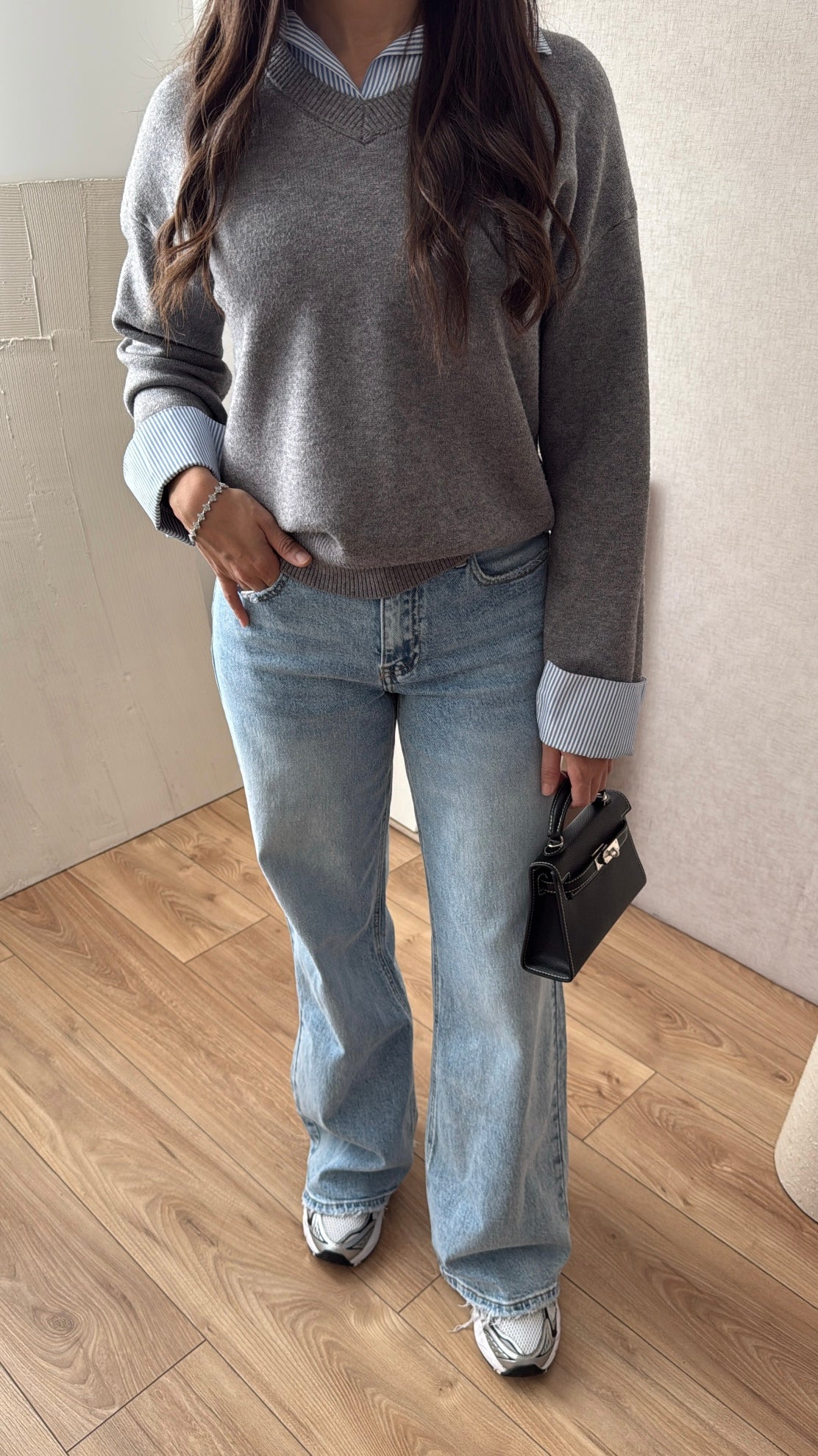 Pull chemise casual [gris]