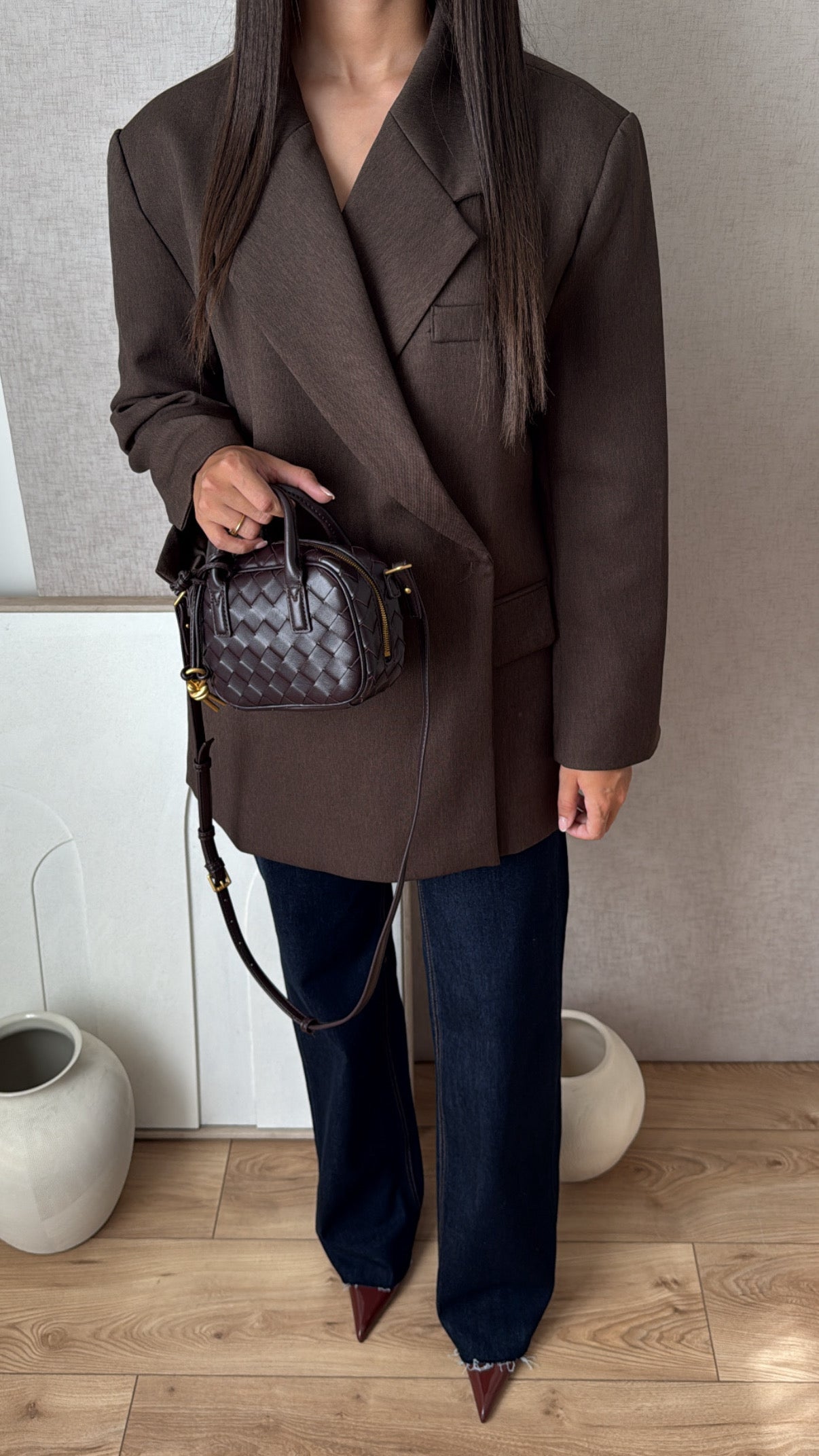 Oversized blazer [Flecked brown]