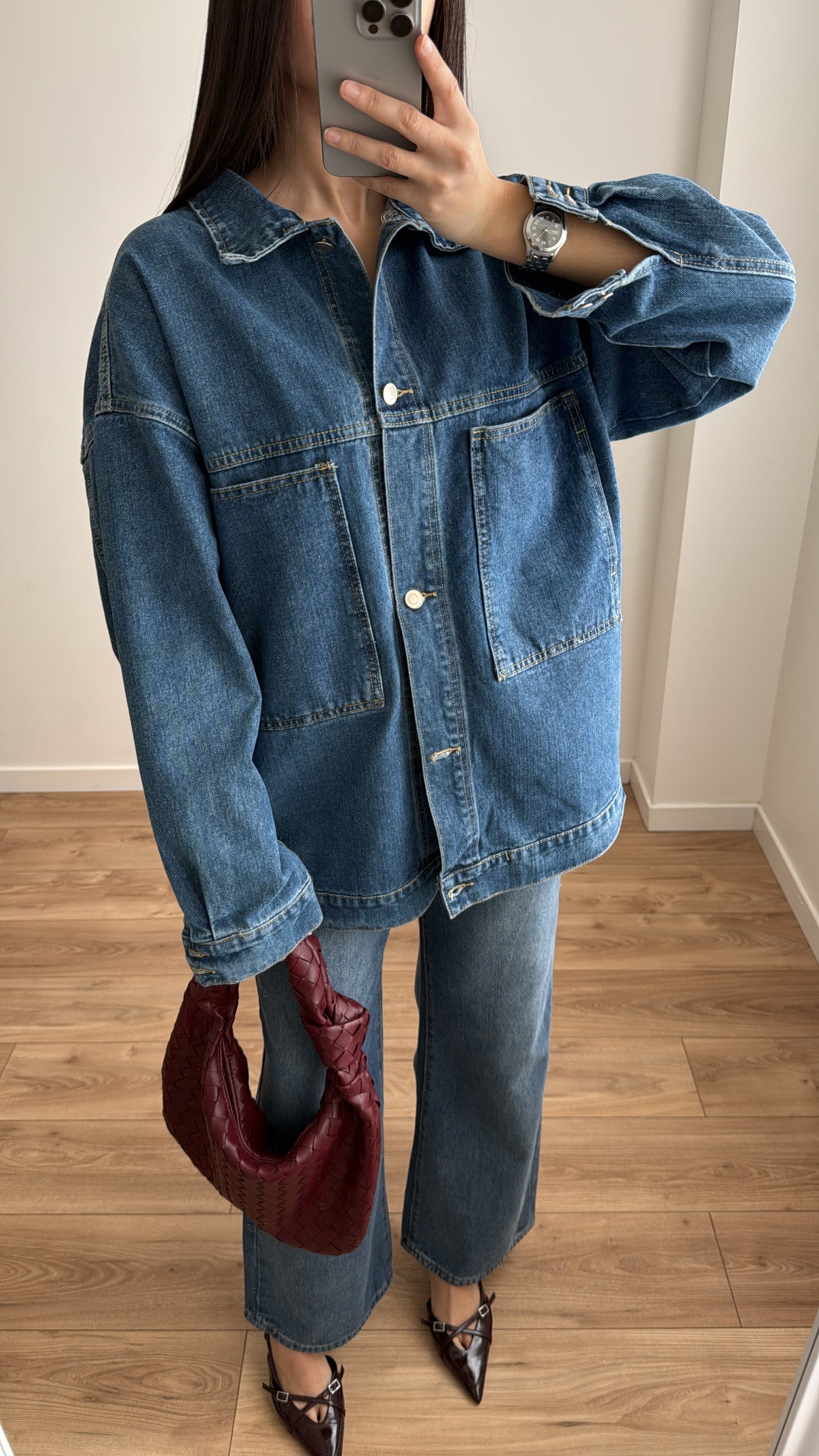 Veste en jean loose [bleu denim]