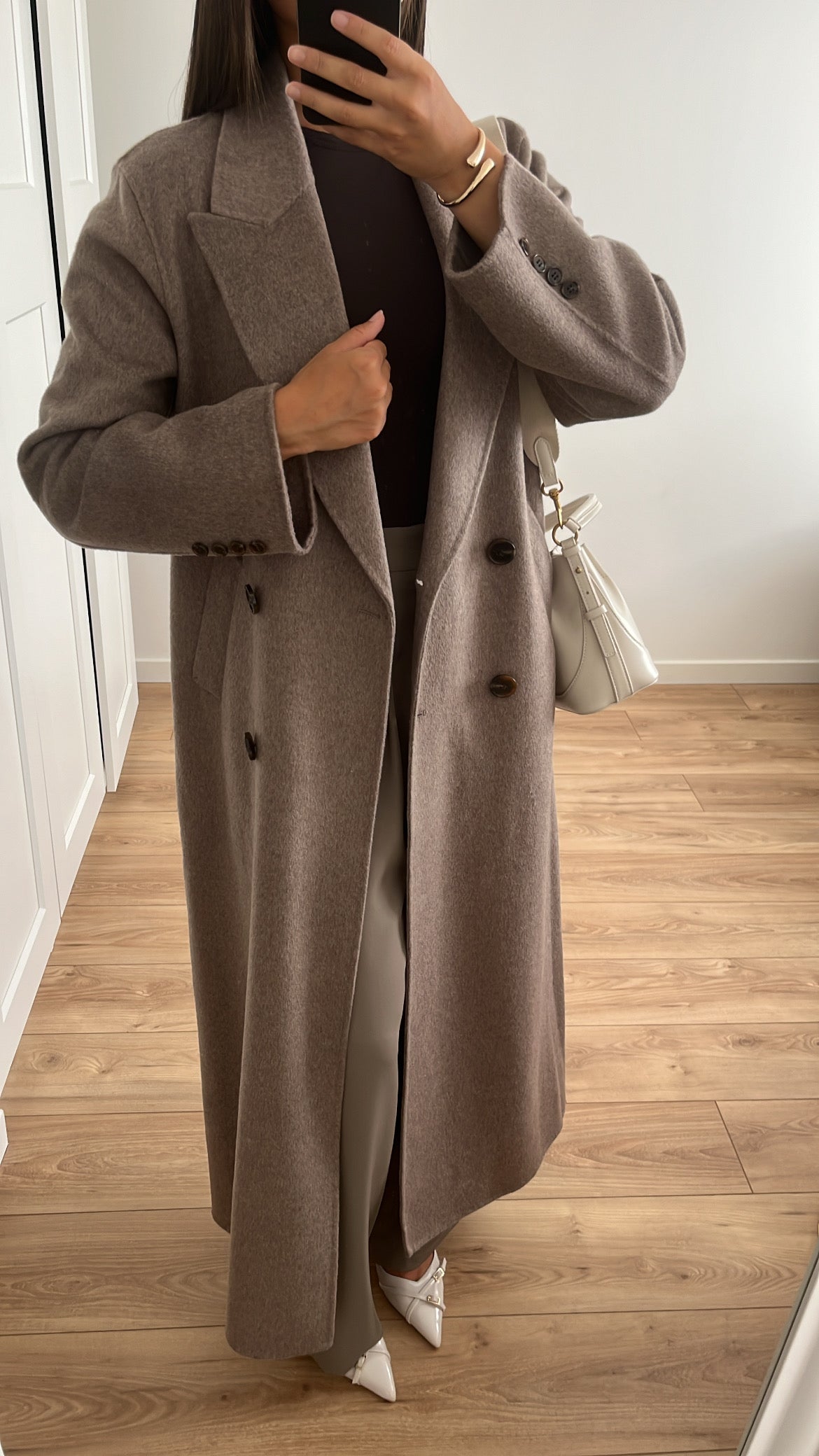 Long manteau en laine [ taupe ]