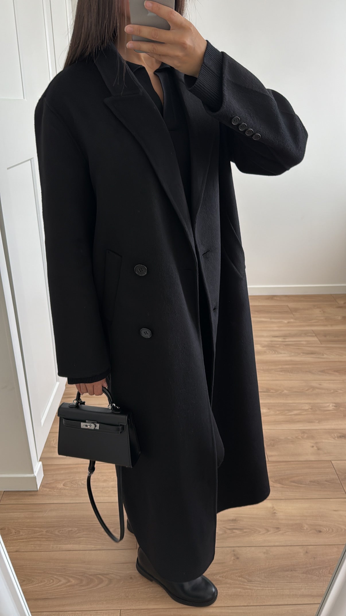 Long manteau en laine [ noir ]