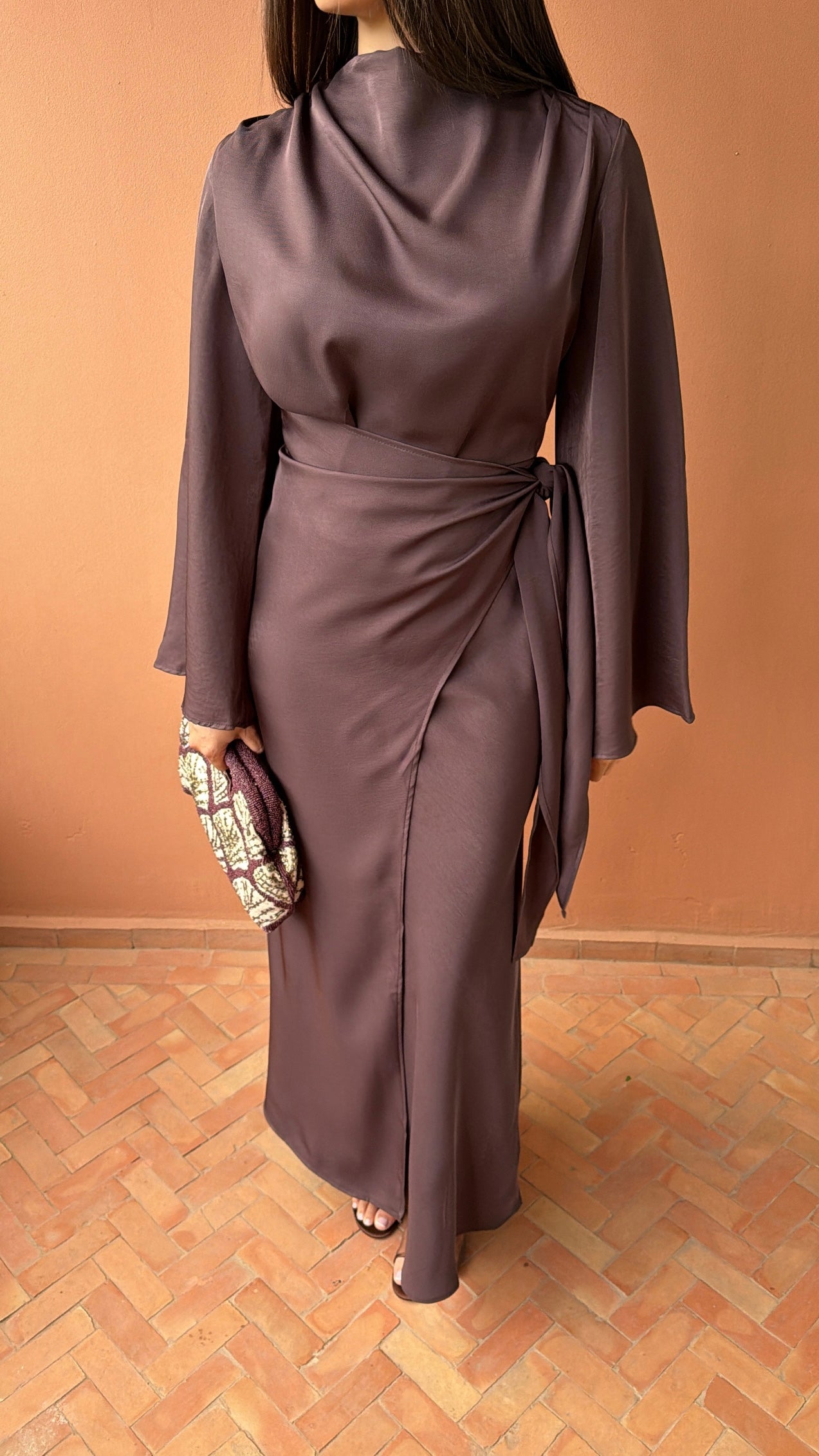 Longue robe portefeuille ACACIA [prune]