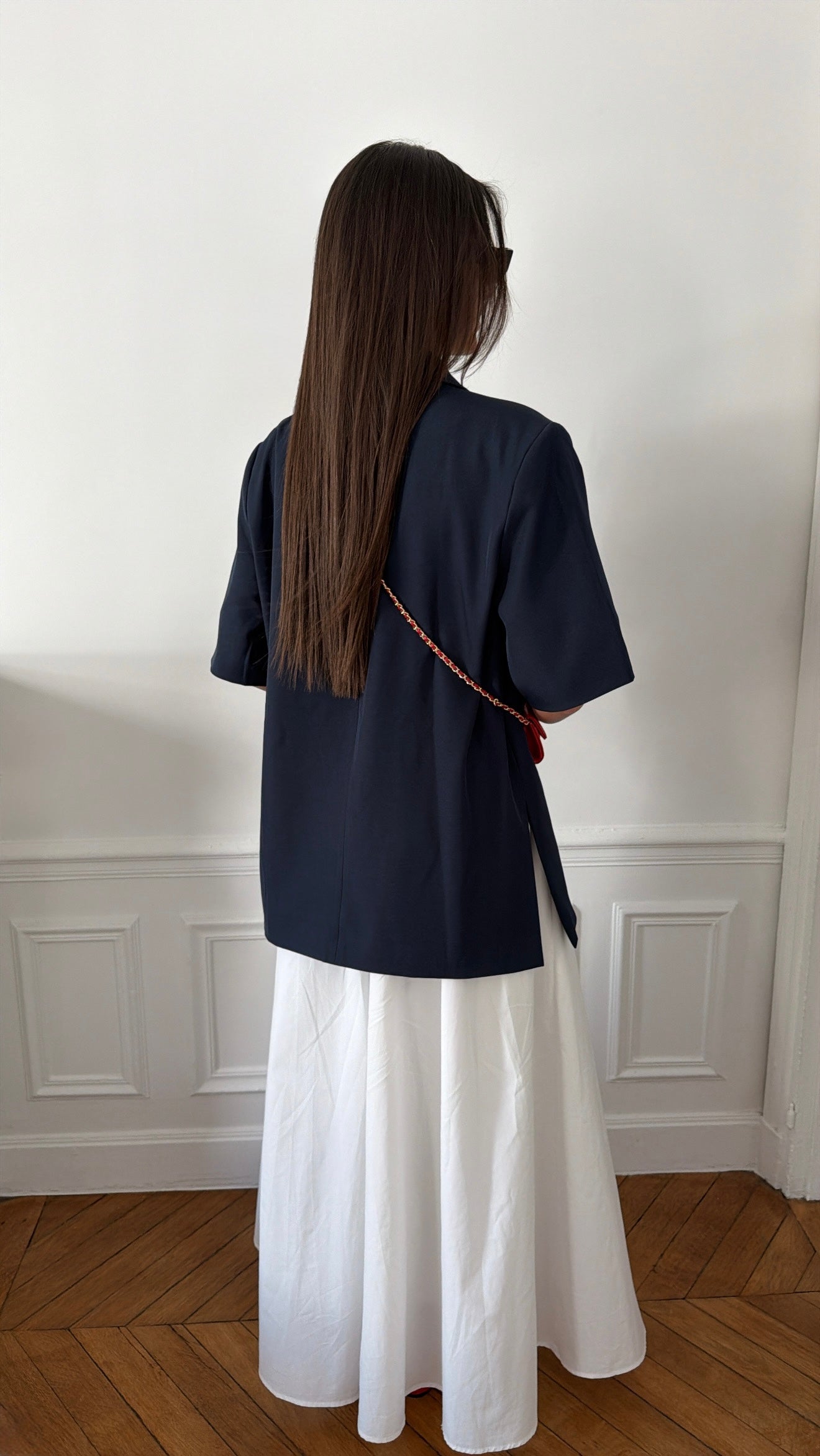 Blazer sans manches oversize [bleu marine]