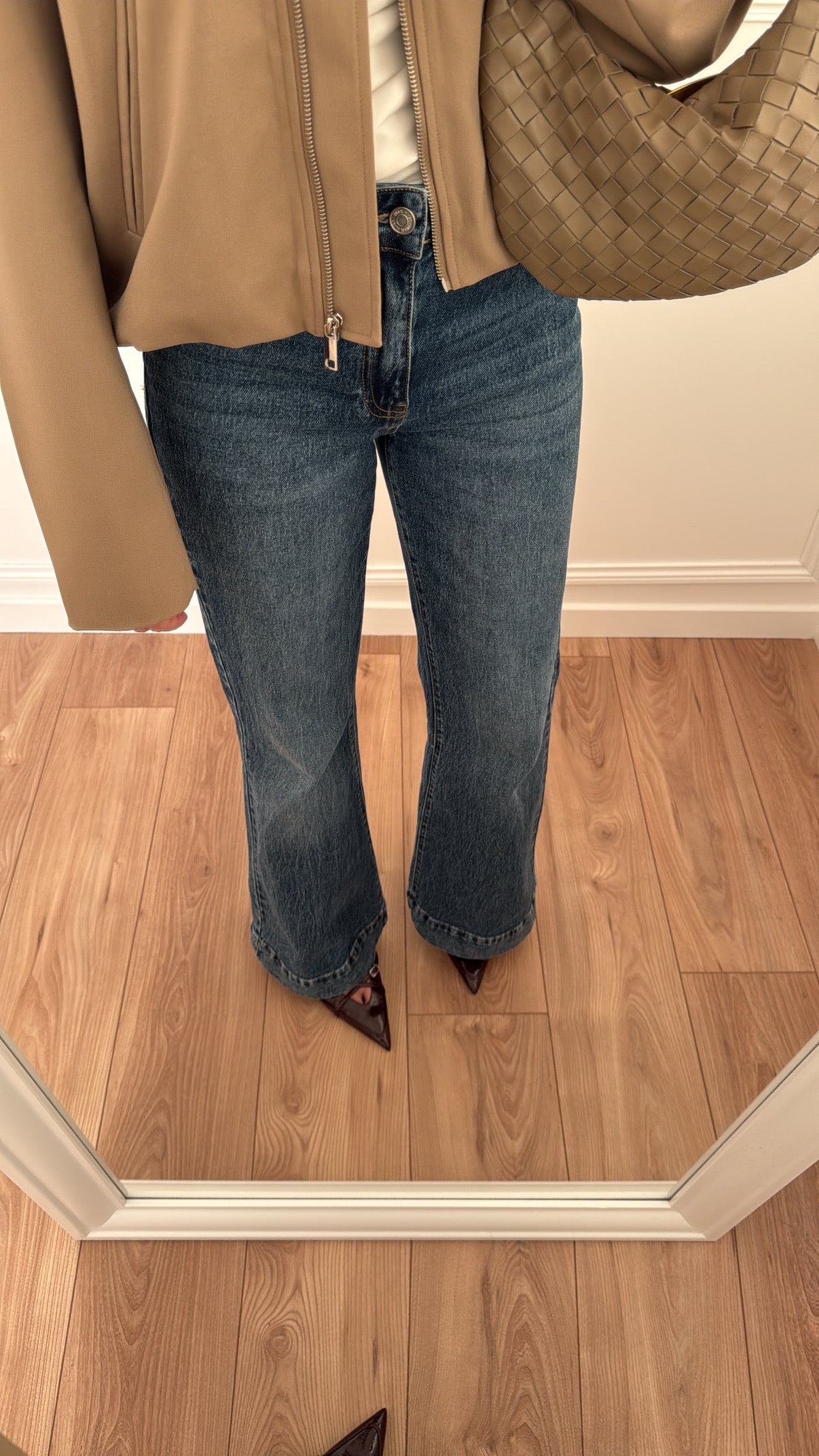 Mid straight cut jeans [dark blue]